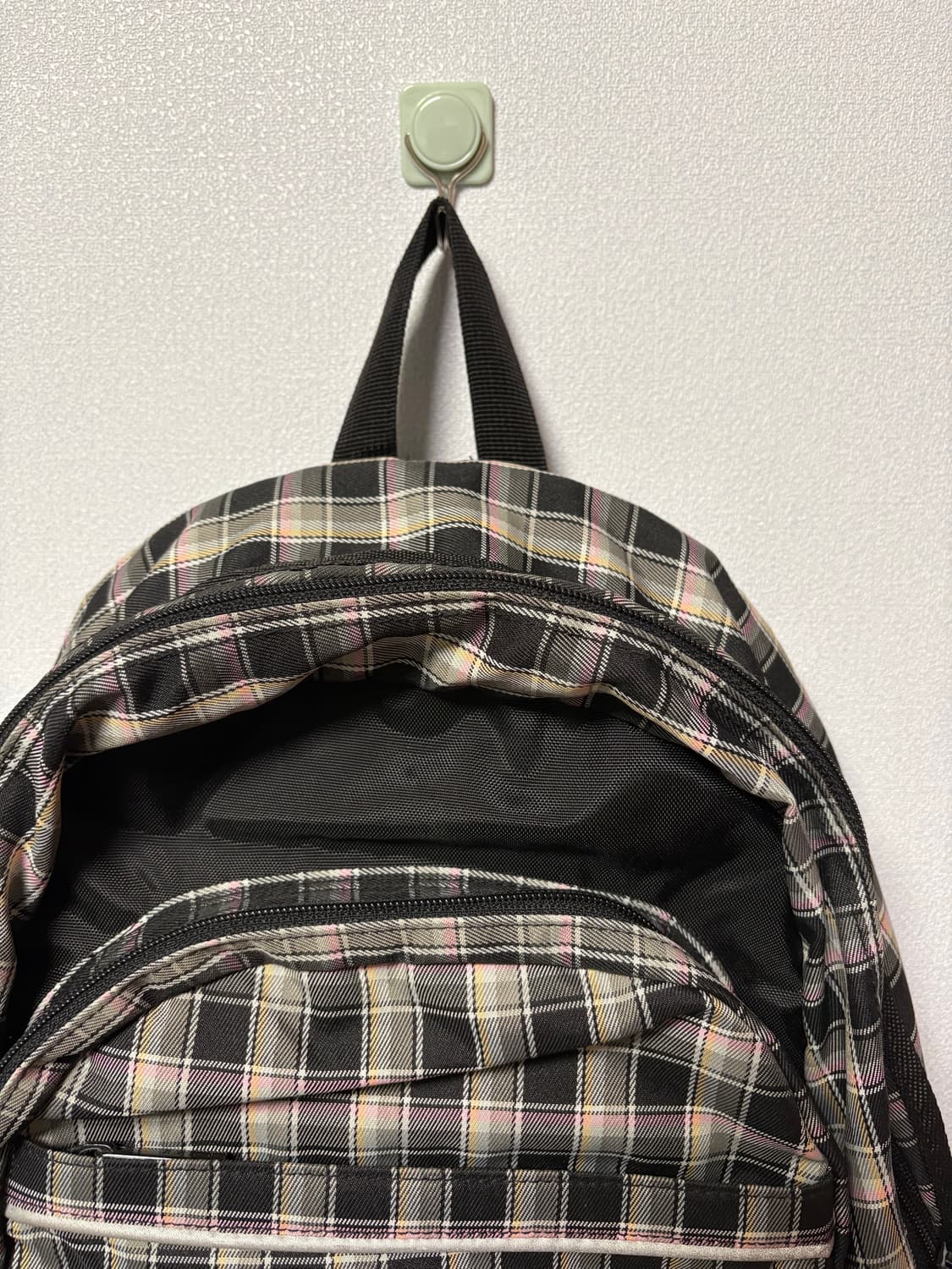elle 엘르 일본 빈티지 체크 백팩 블랙 핑크 y2k 교복 모리걸 갸루 상품이미지3