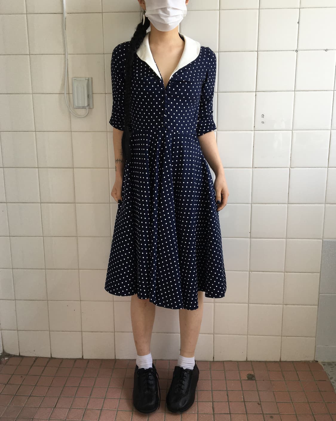 Dot pattern button up dress 상품이미지8