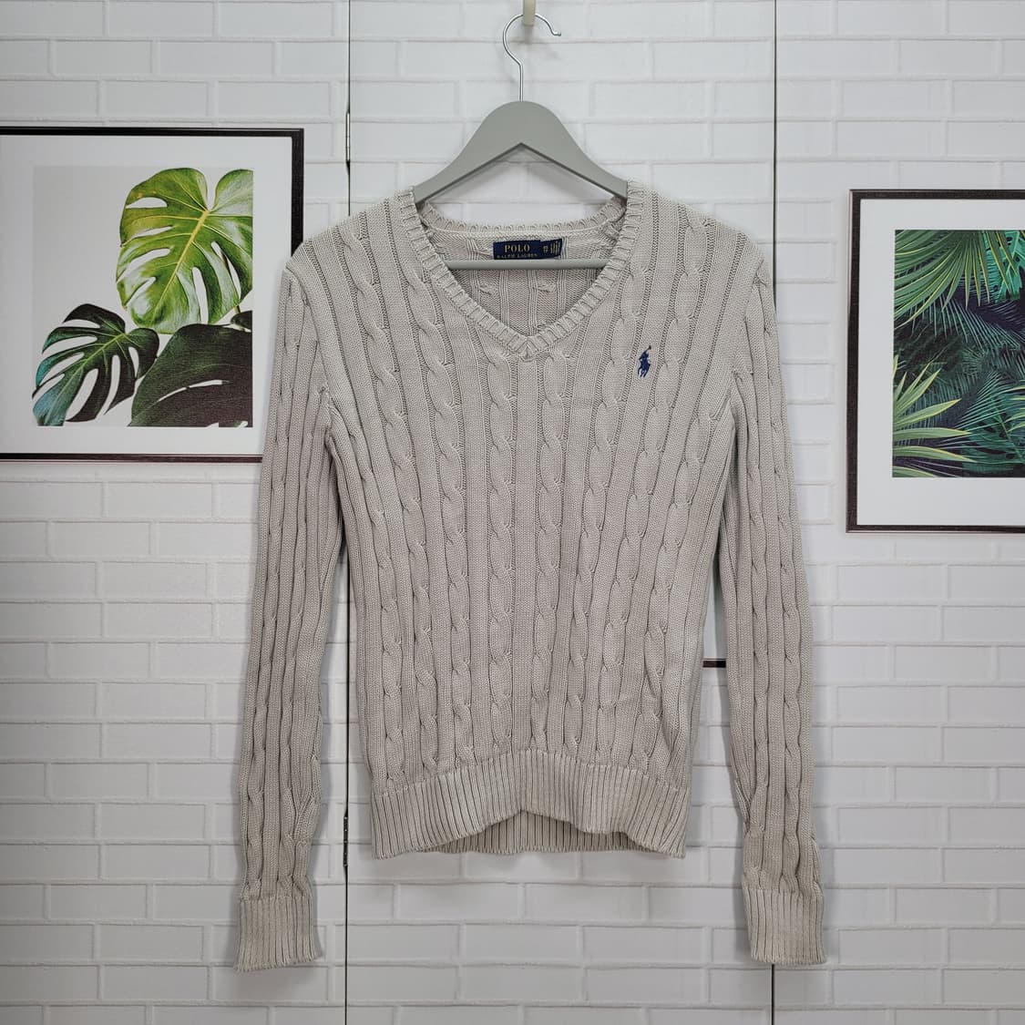 폴로랄프로렌 케이블 꽈배기 브이넥 긴팔 니트 스웨터 XS사이즈 상품이미지1