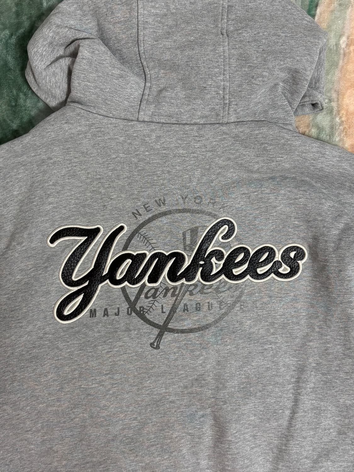 MLB 뉴욕 양키스 레더 자수패치 후드집업 상품이미지4