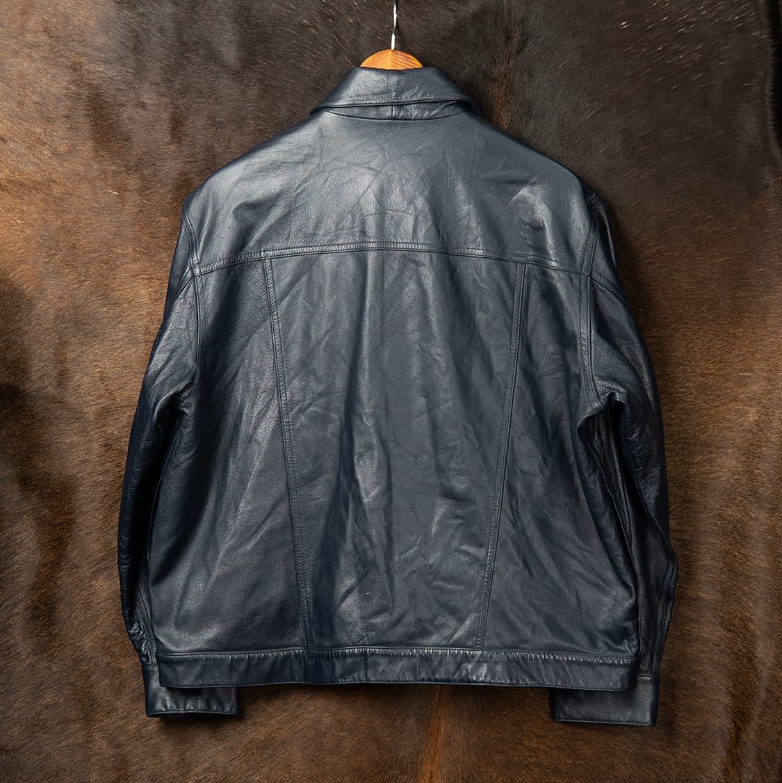 [100] 00s 로렌 랄프로렌 램스킨 레더 트러커 자켓 네이비  상품이미지2