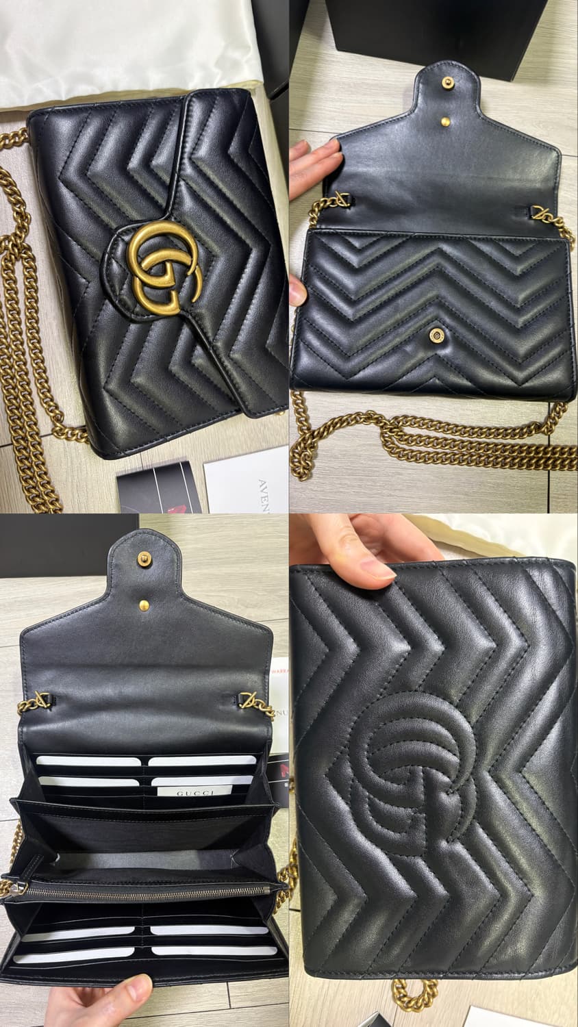 구찌 GG 마몽 마틀라세 미니 체인백 블랙 정품 상품이미지8