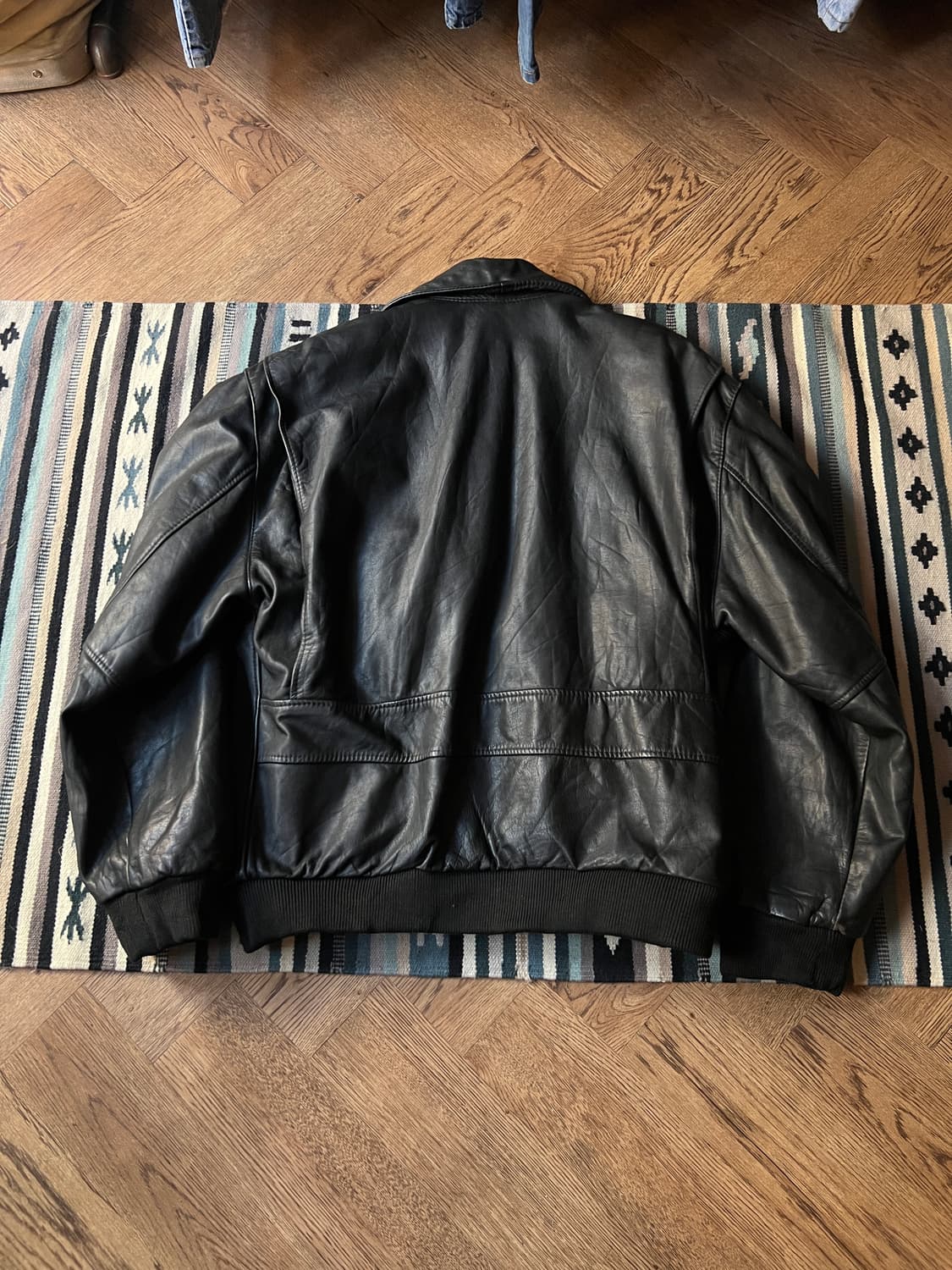 [XL]90's USA 빈티지 리얼레더 A-2 블랙 플라이트 자켓 상품이미지7