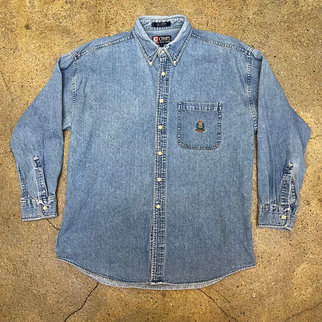 미국 빈티지 CHAPS 챕스 데님 셔츠 남방 긴팔 상품이미지3