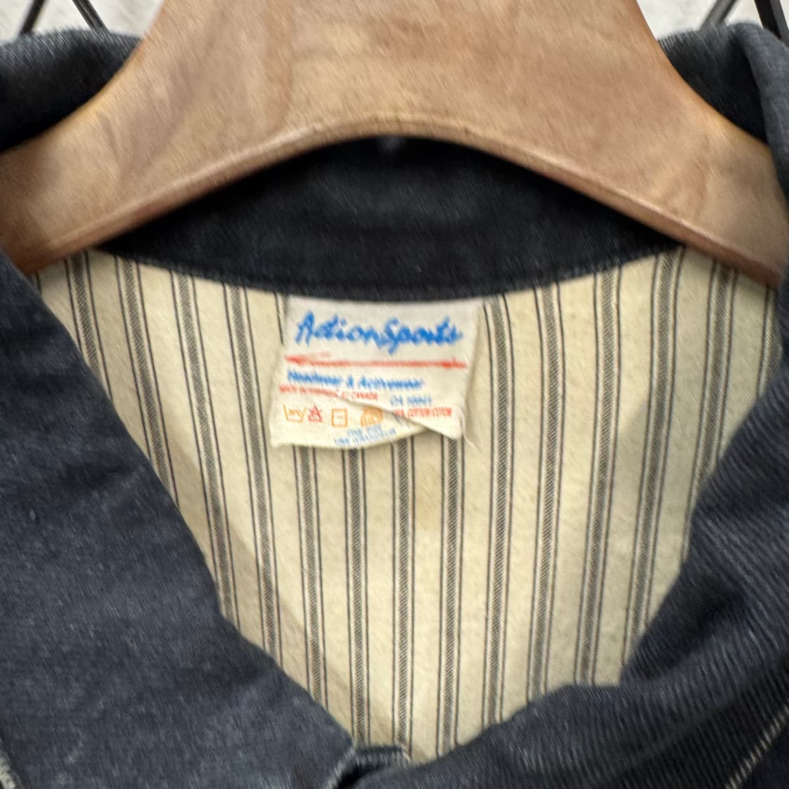 USA VTG 90s 빈티지 블랙 데님 바시티 레드 배색 워크 자켓 상품이미지6