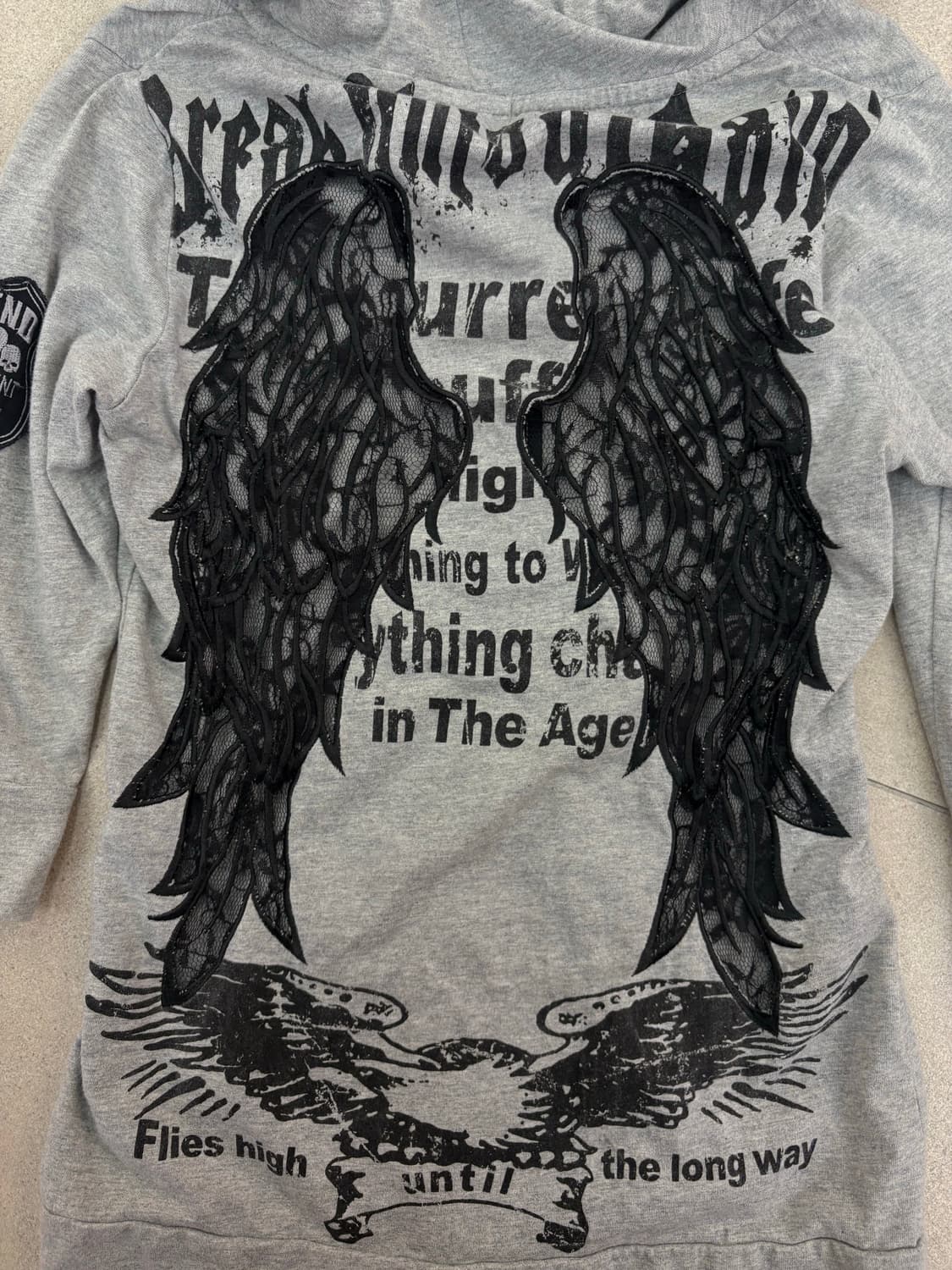 시스루 윙 그레이 후드집업 상품이미지5