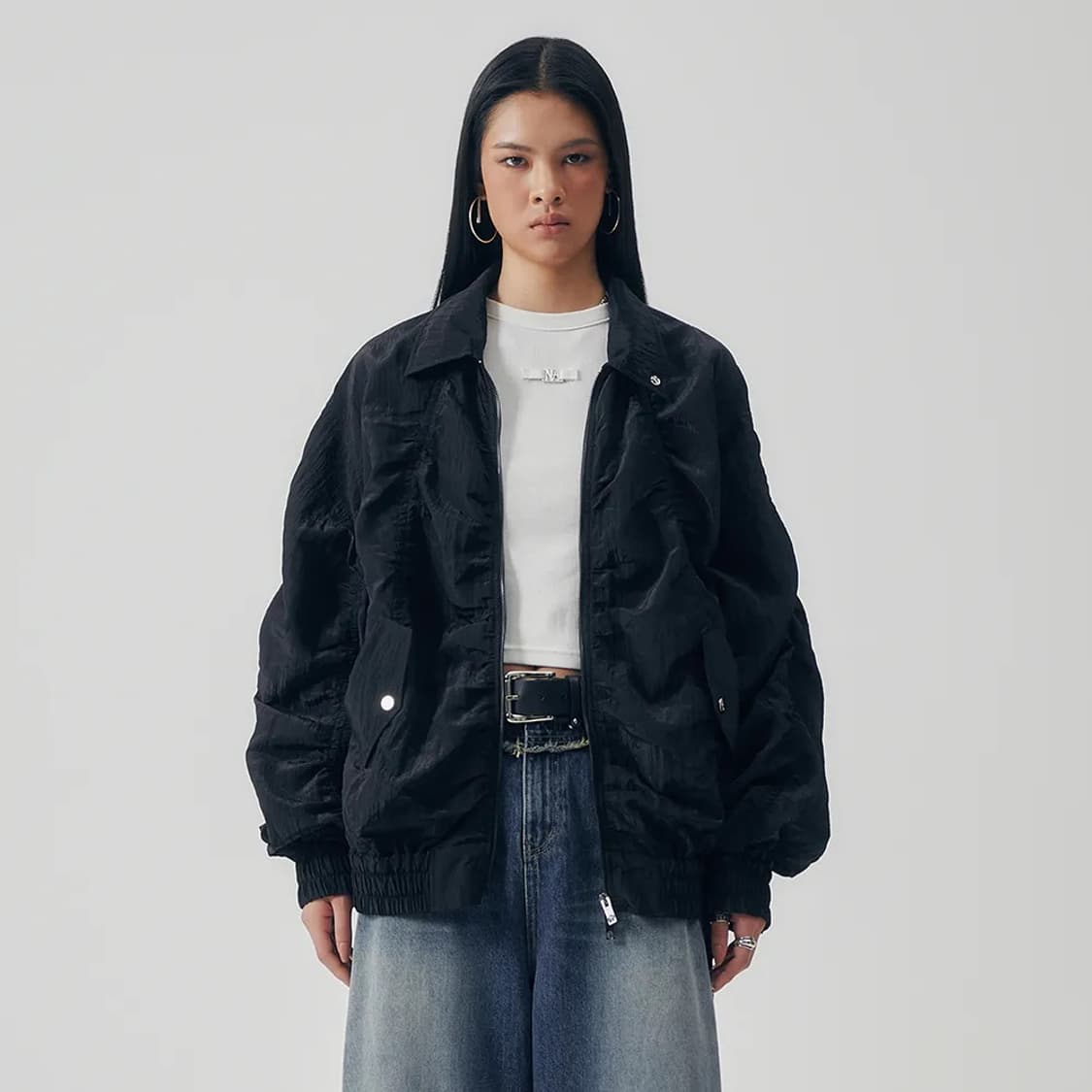 트리밍버드 바람막이 점퍼 airy sheer shirring jumper 상품이미지1