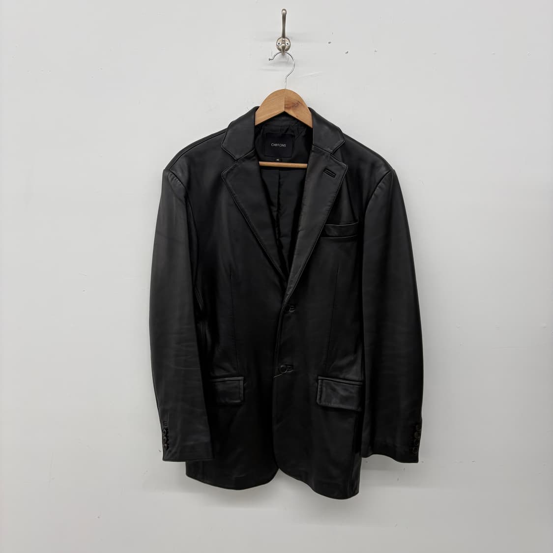 CHIFFONS 빈티지 양가죽 자켓 블랙 남성M 상품이미지1