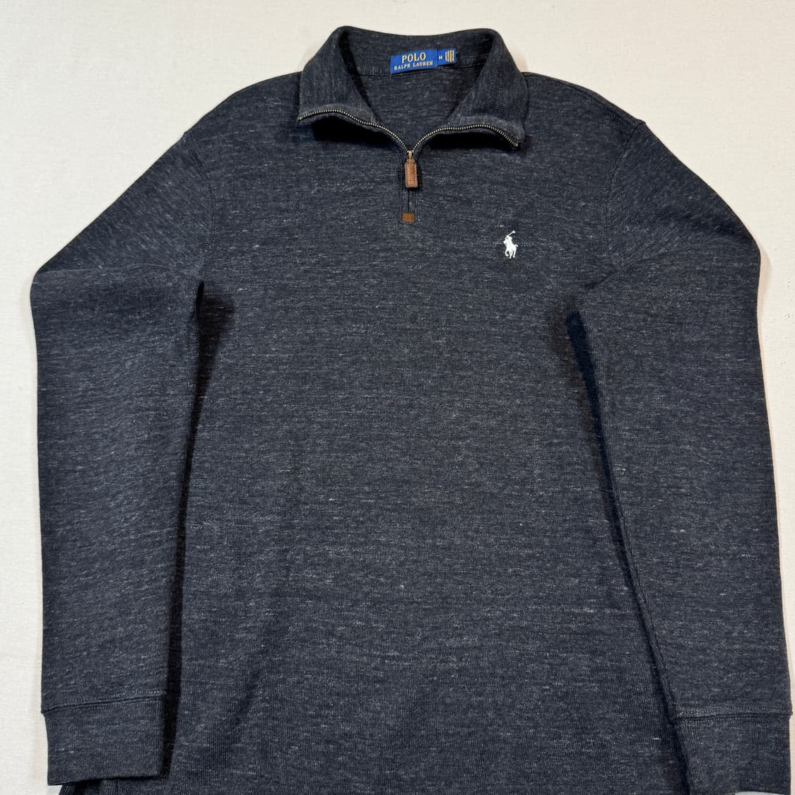 M) 폴로 랄프로렌 반집업 풀오버 코튼 니트 차콜 그레이 상품이미지2