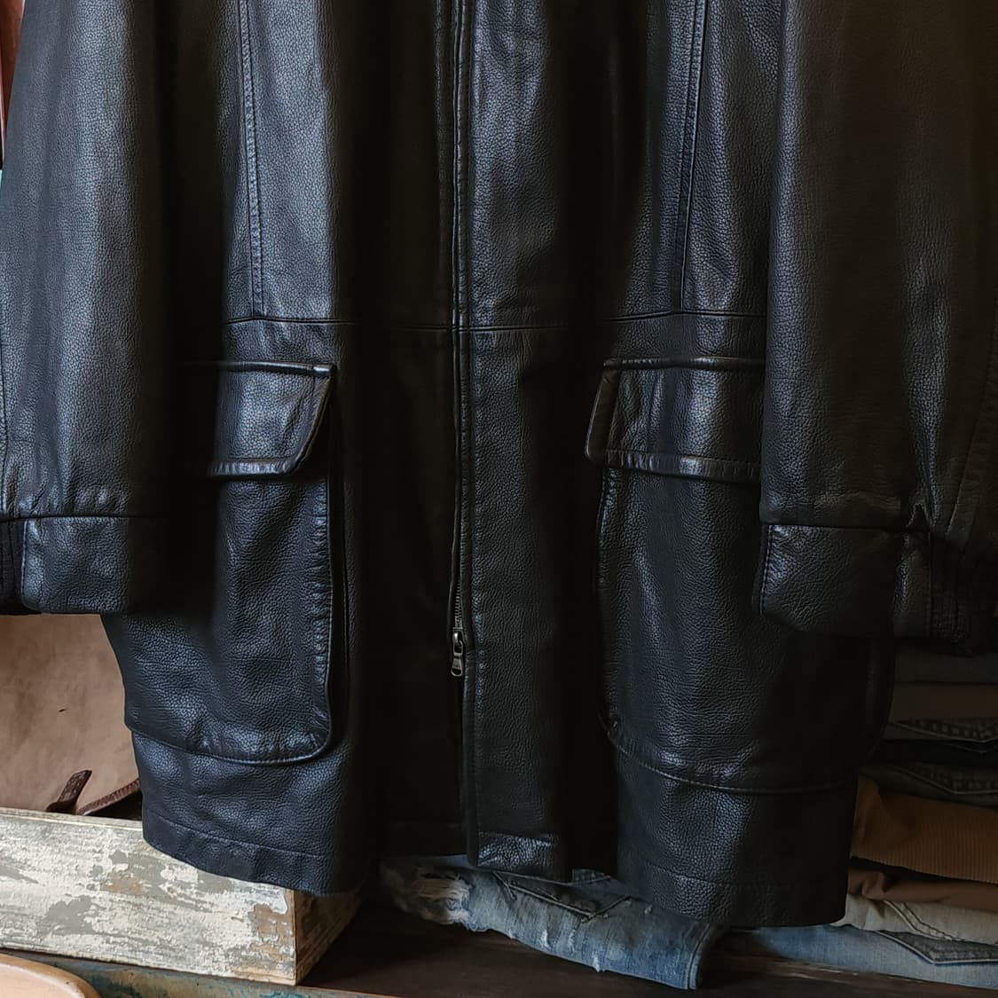 90s 니나리치 레더 카코트 니티드 디테일 프렌치 코트 사파리 가죽 50 상품이미지5