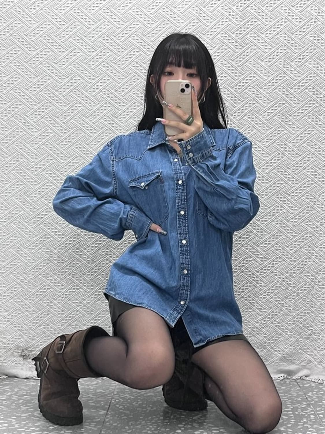 리바이스 웨스턴 컨트리 빈티지 캐주얼 버튼 데님셔츠 L C12596 상품이미지2