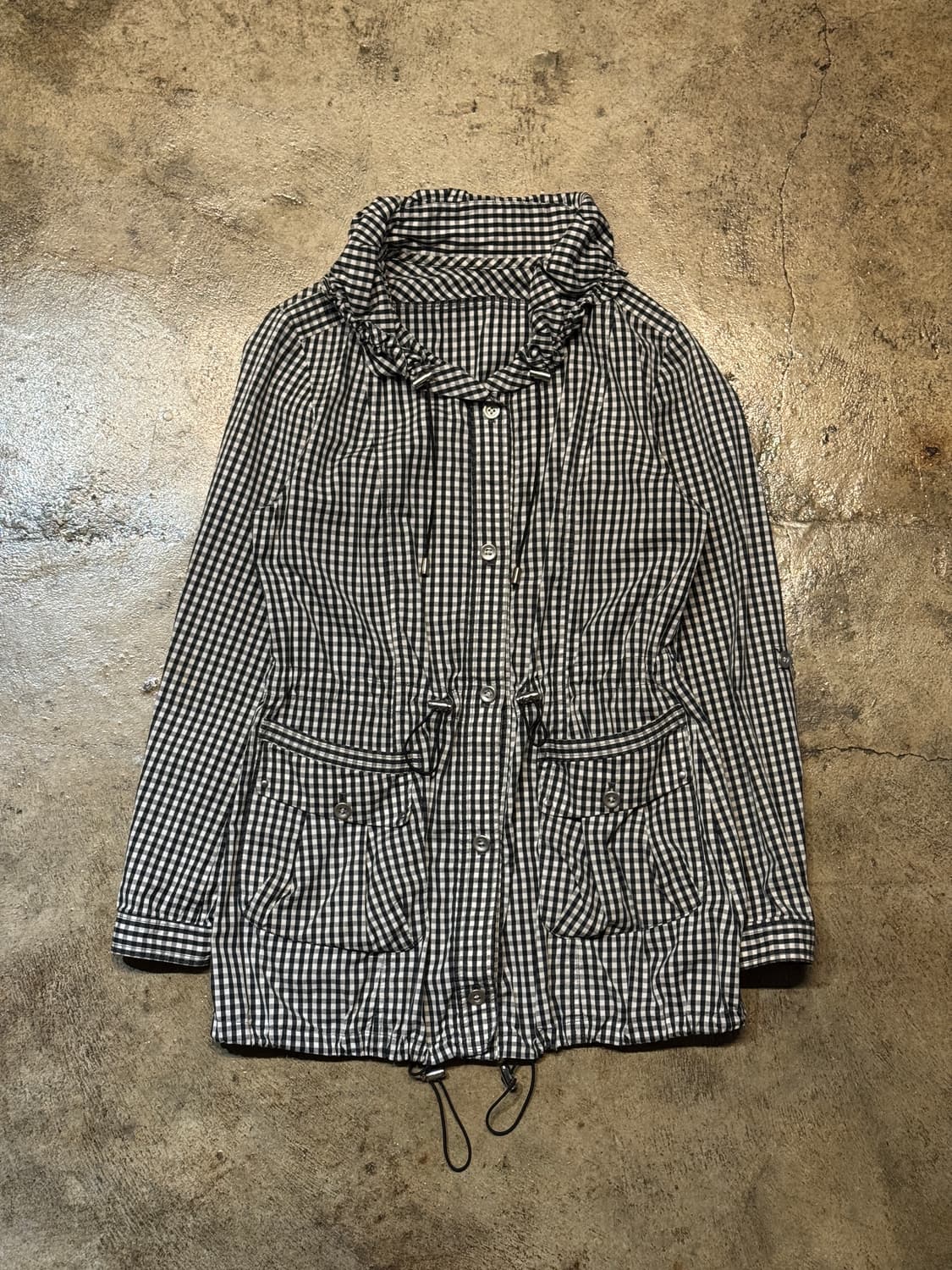 44-55 ) JPN Gingham Hooded Utility JK 상품이미지1