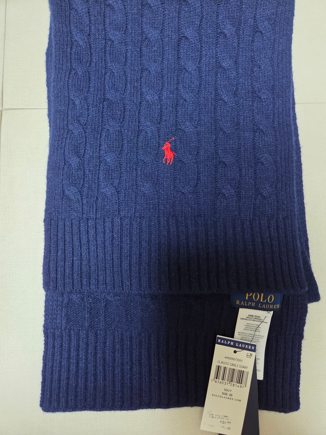 폴로랄프로렌 꽈배기 머플러 네이비색상 판매 상품이미지2