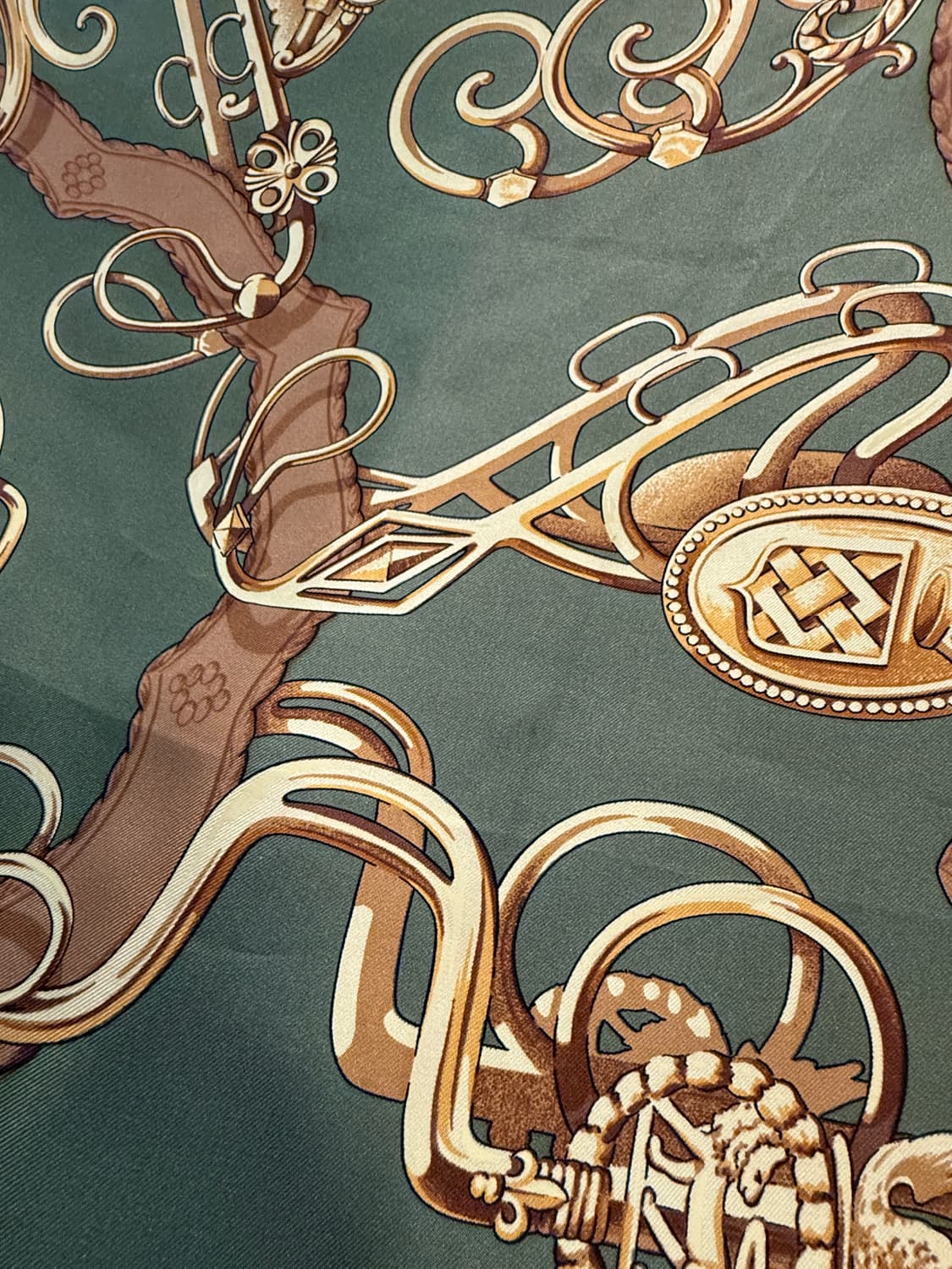 에르메스 클래식 마구 패턴 실크 스카프 그린 90 상품이미지10