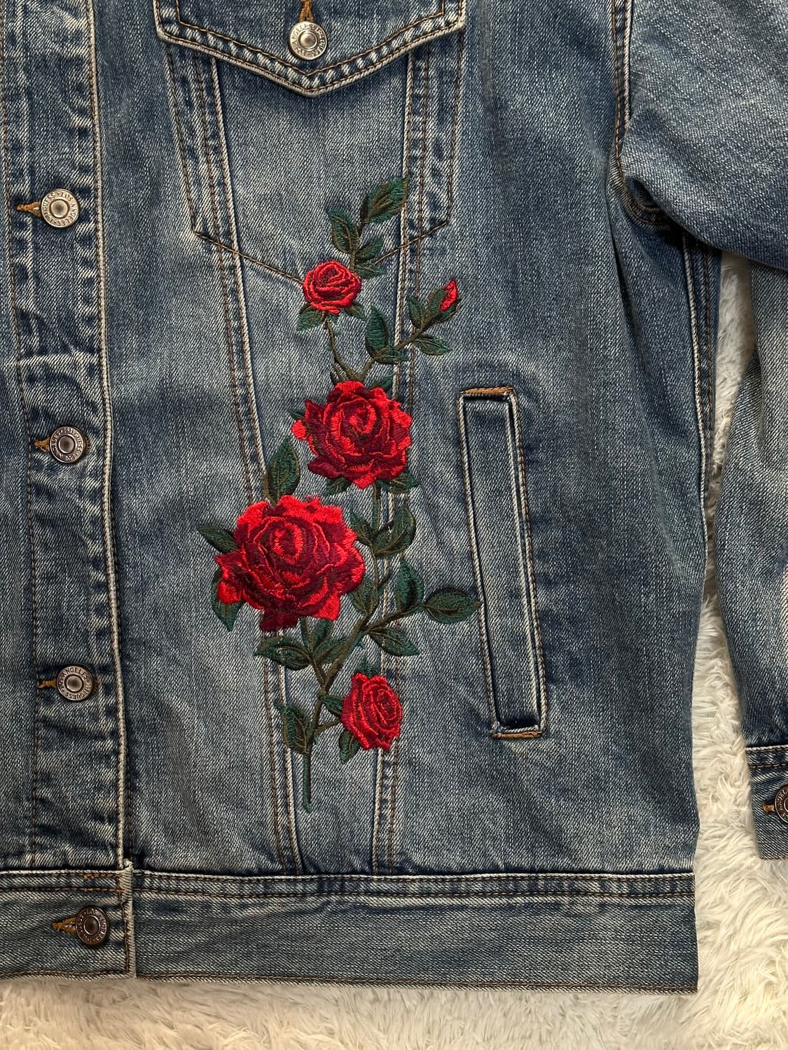 Guess 장미 자수 데님 자켓 S 상품이미지4
