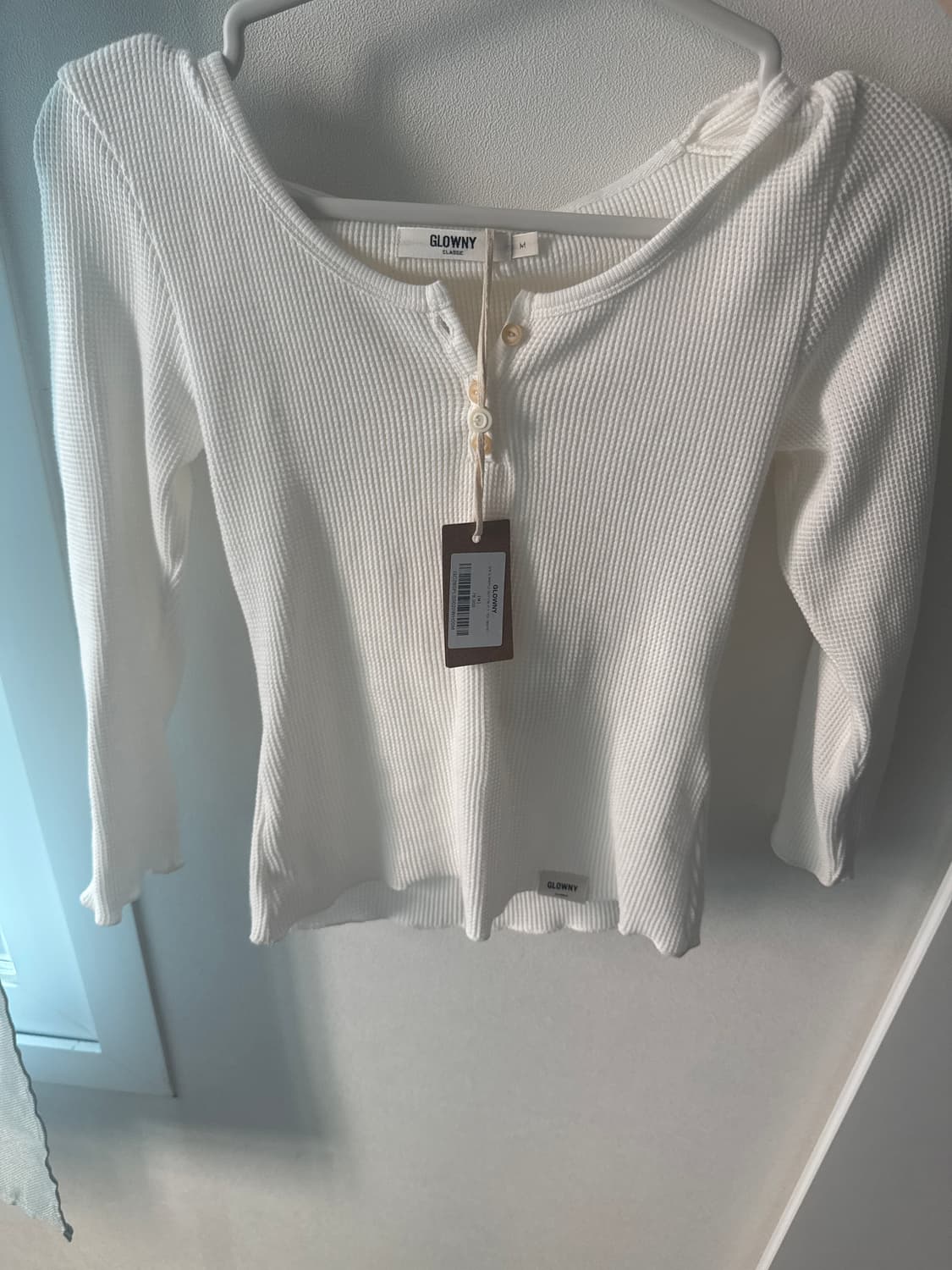 글로니 314 G WAFFLE BUTTON FLY TEE (WHITE) 상품이미지2