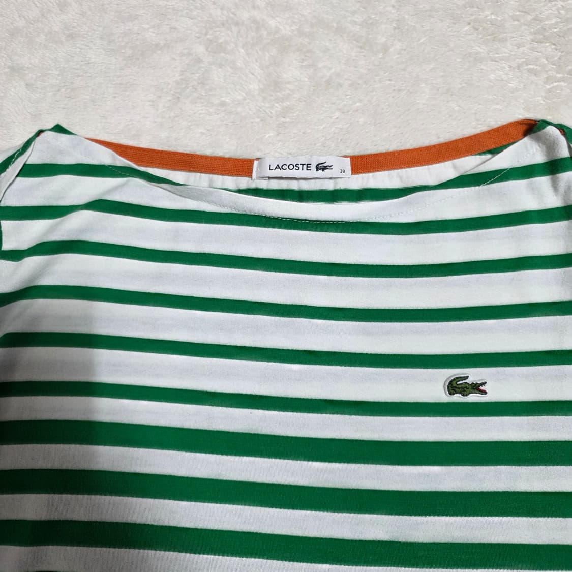 (100)여성 라코스테 스트라이프 긴팔 티셔츠 그린 상품이미지2