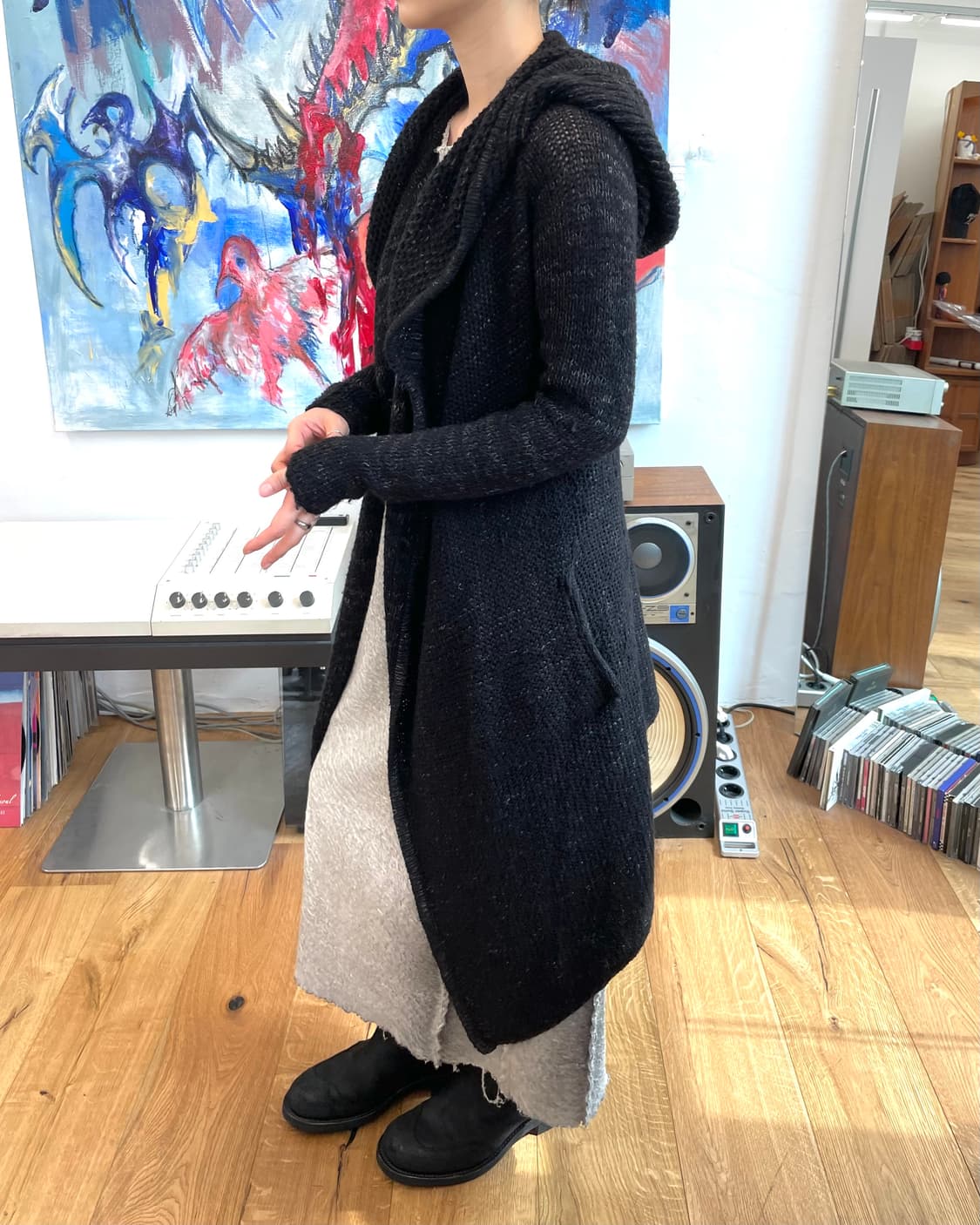 [S] 헬무트랭 롱 니트 후드 재킷 상품이미지2