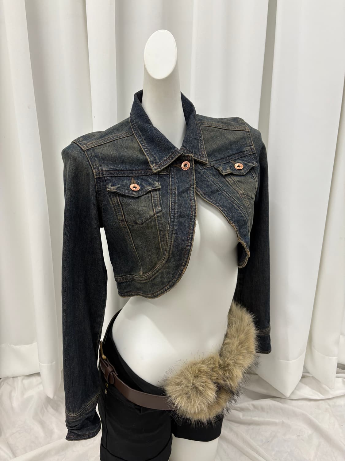 크롭 언발 청자켓 상품이미지2