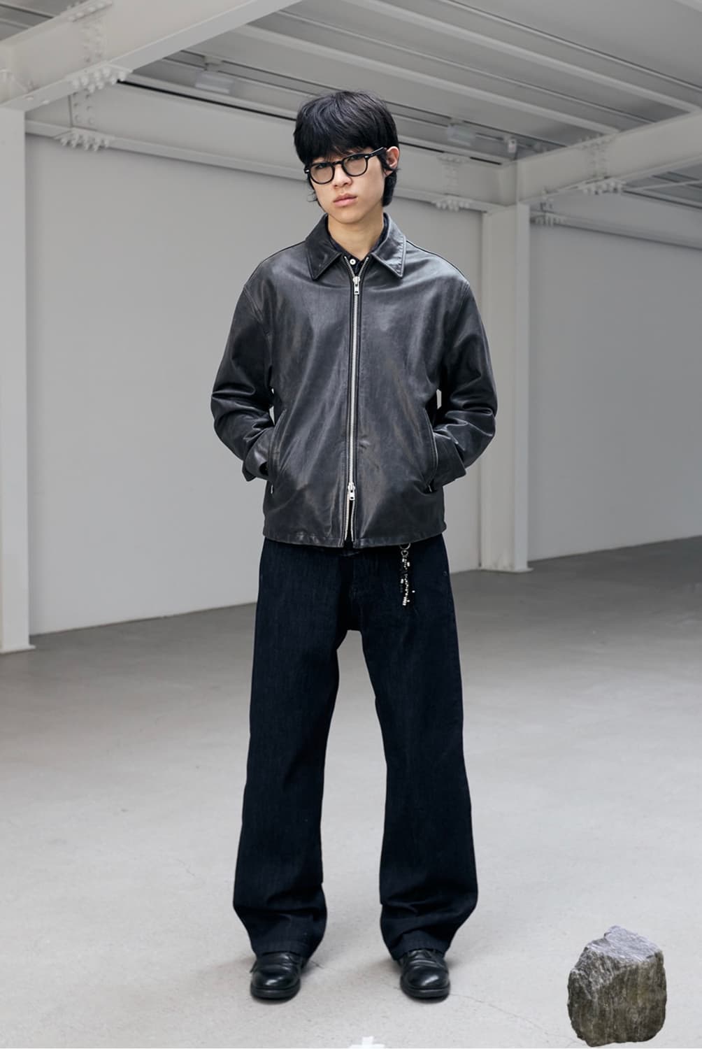 [3] 해칭룸 VTG 레더 블루종 차콜 / 레더 자켓 상품이미지3