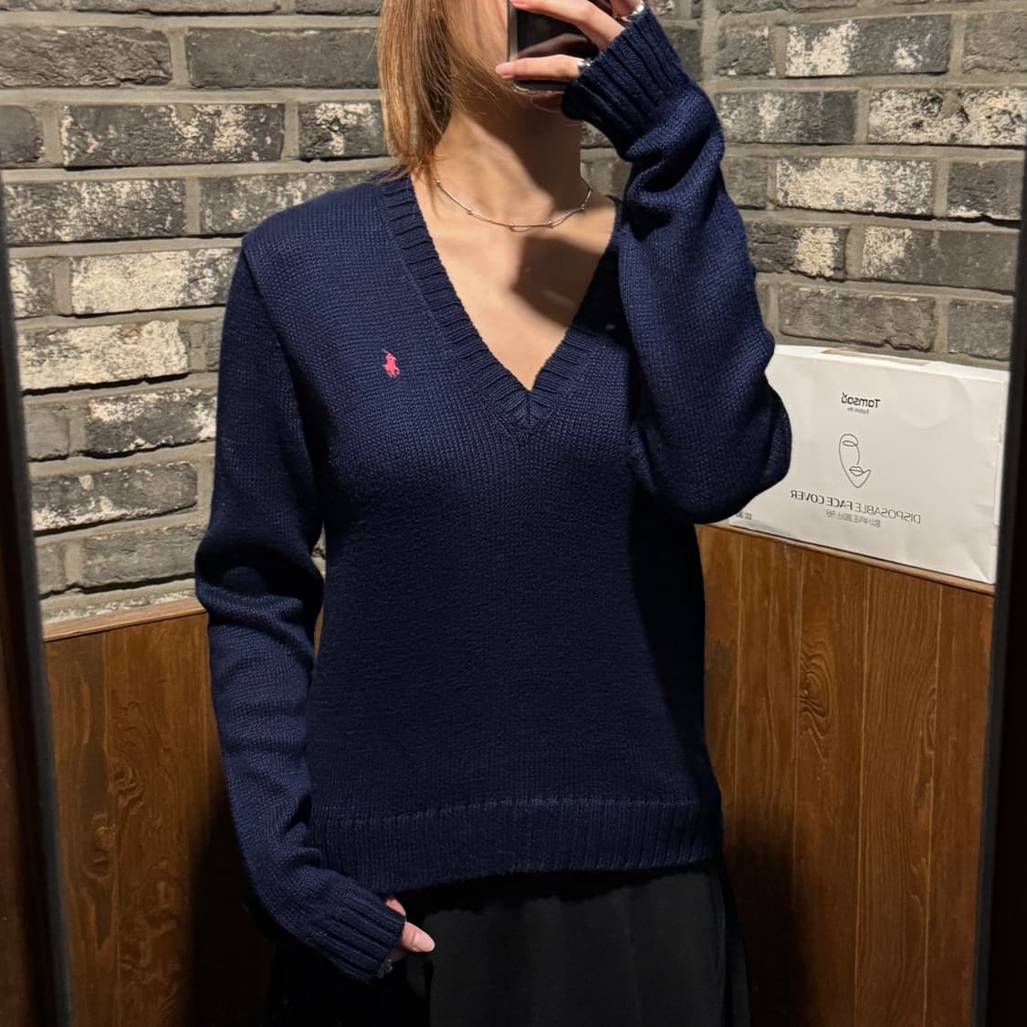 L) 폴로 랄프로렌 피마코튼 브이넥 니트 네이비 상품이미지8