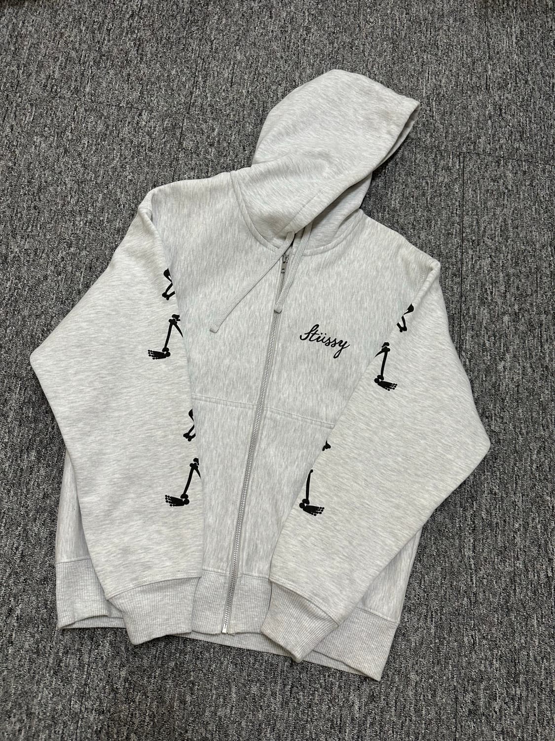 스투시 stussy 후드집업 애쉬 헤더 파라다이스 해골 상품이미지2