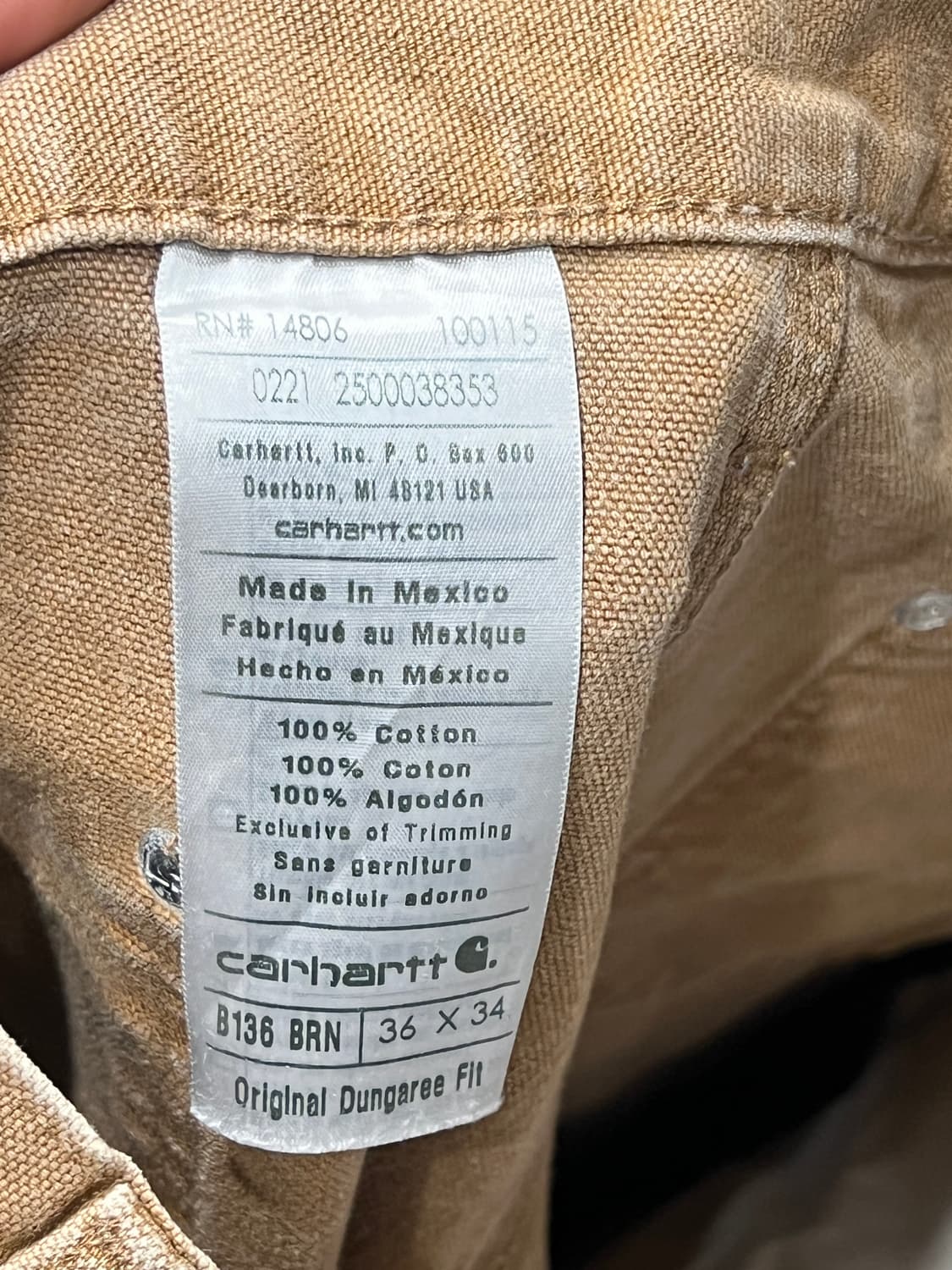 칼하트 더블니 덩가리핏 B136 BRN 상품이미지5