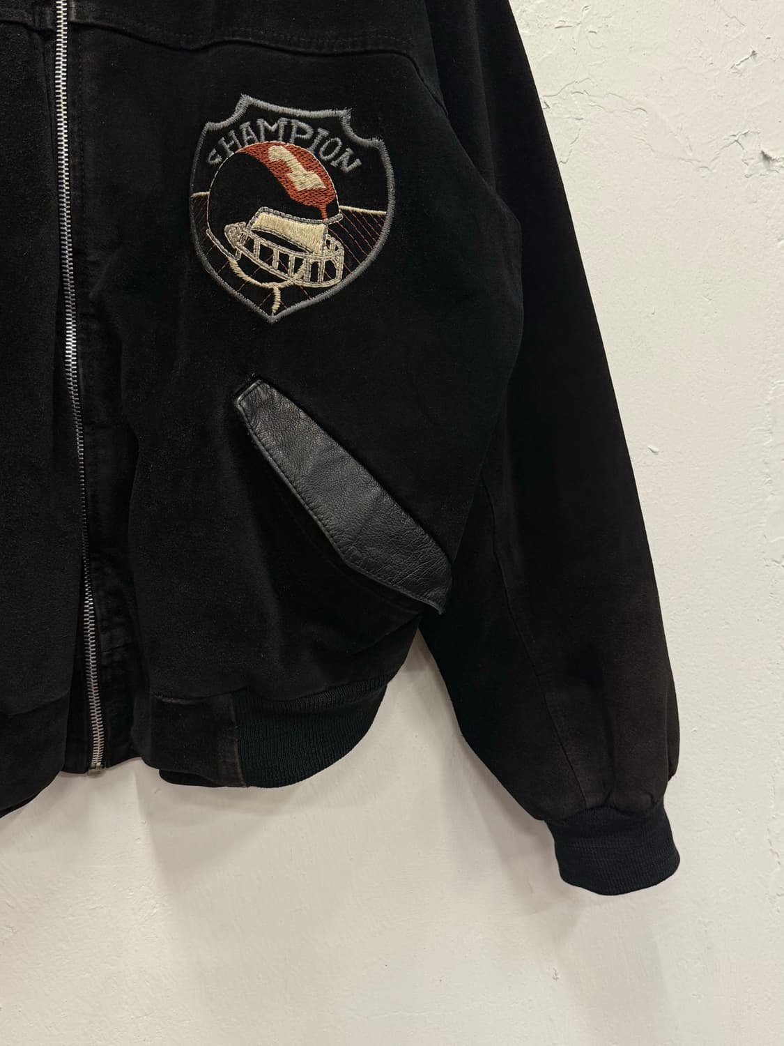 L) 90s France SINGULIER Suede Varsity Ja 상품이미지9