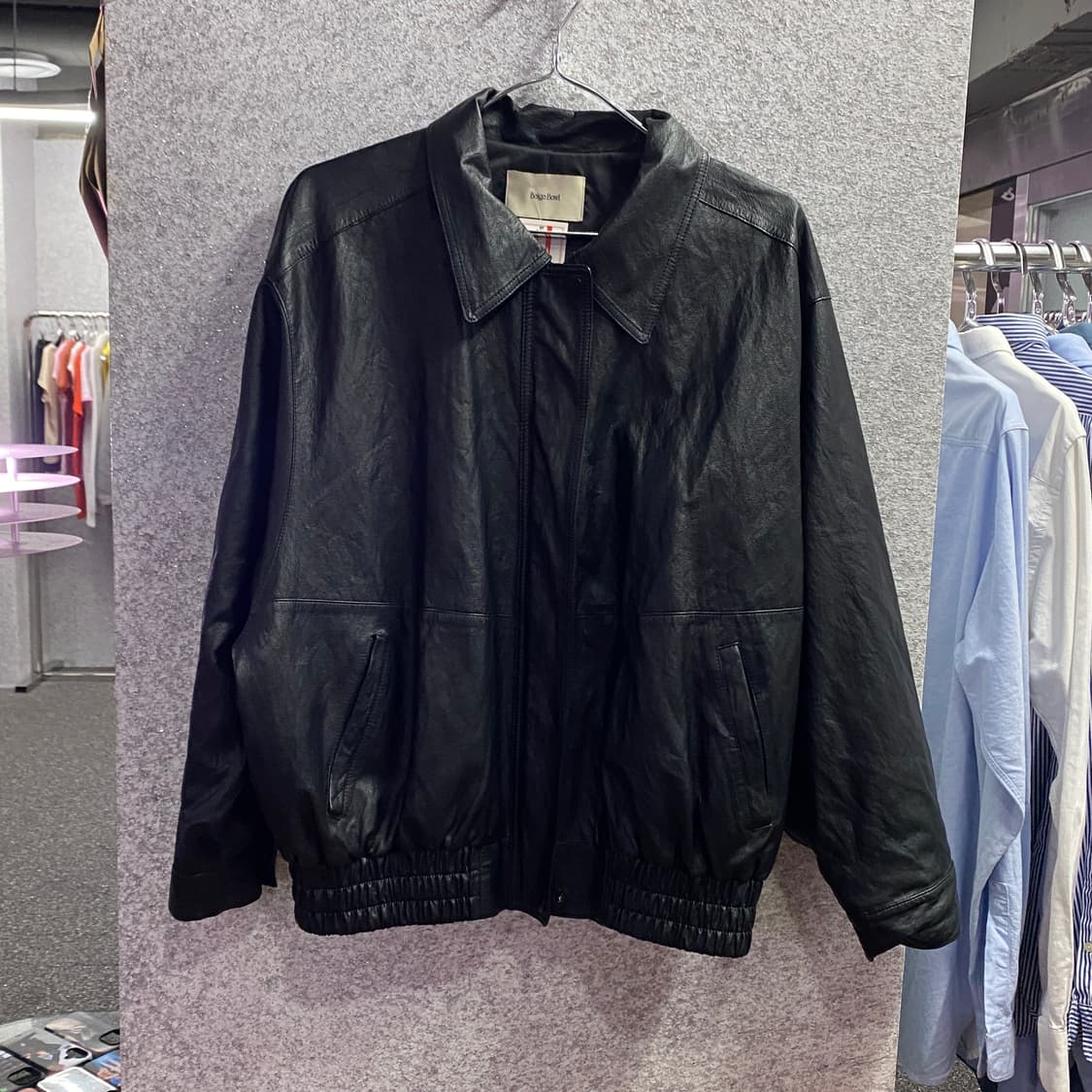 빈티지 베이지 보울 레더 자켓 B3075 상품이미지2