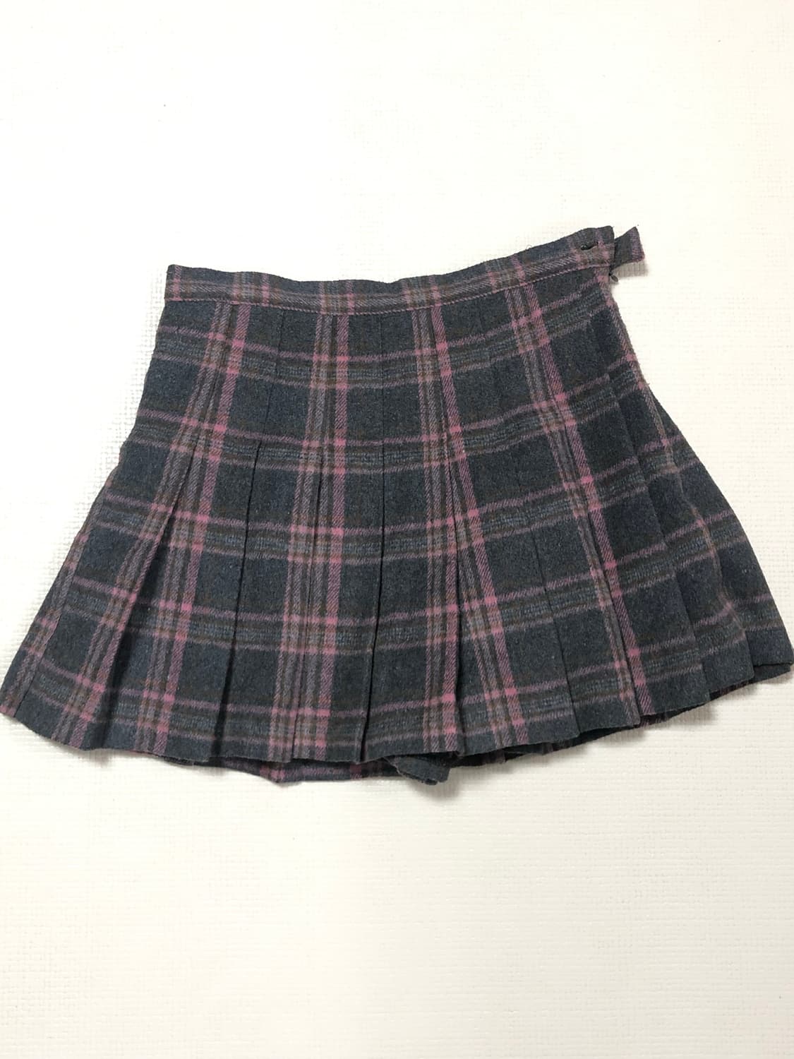 빈티지 그레이 핑크 울 플리츠 미니 스커트 상품이미지7