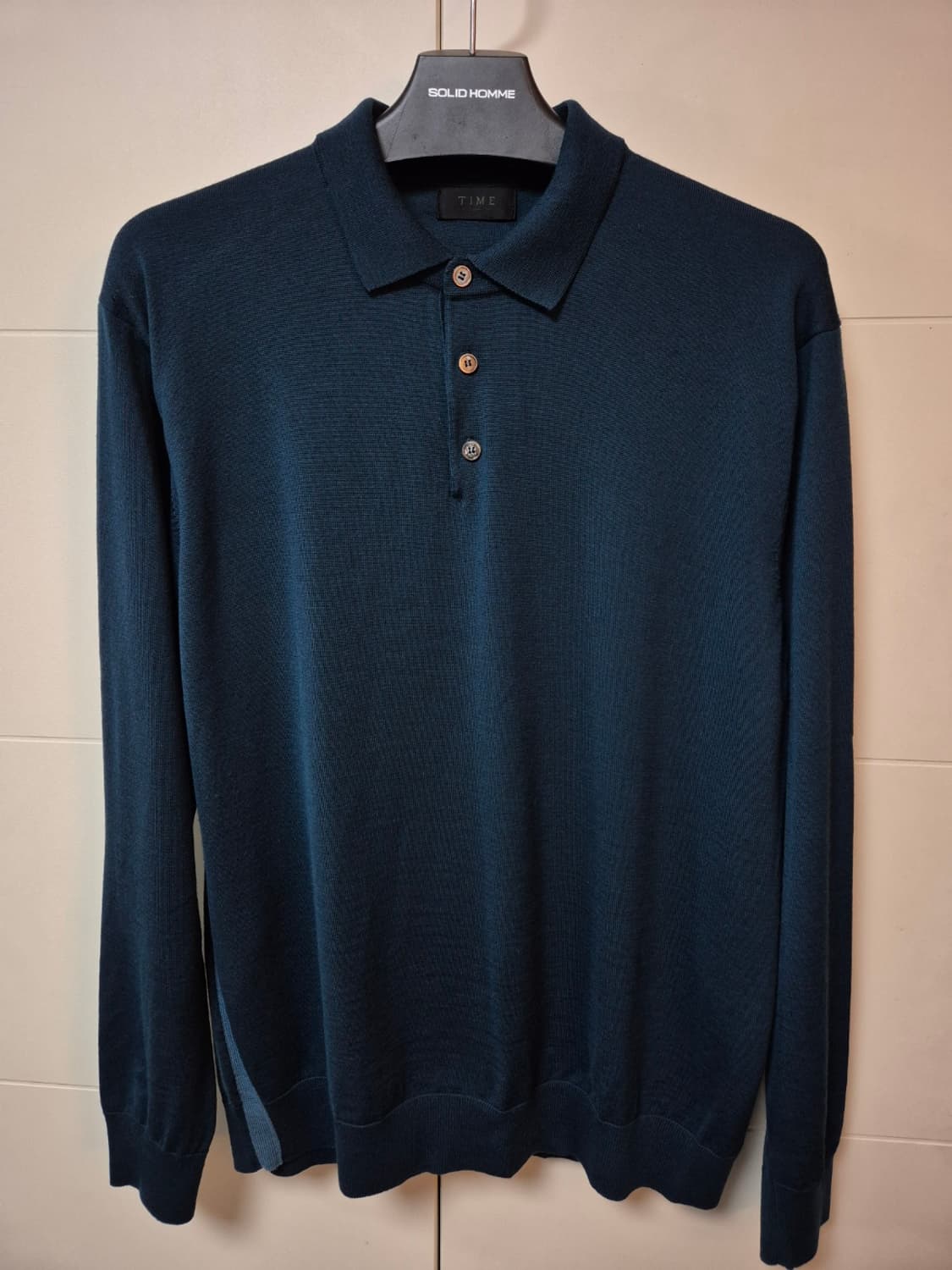 (100) 타임옴므 터콰이즈 울 카라 니트 상품이미지1