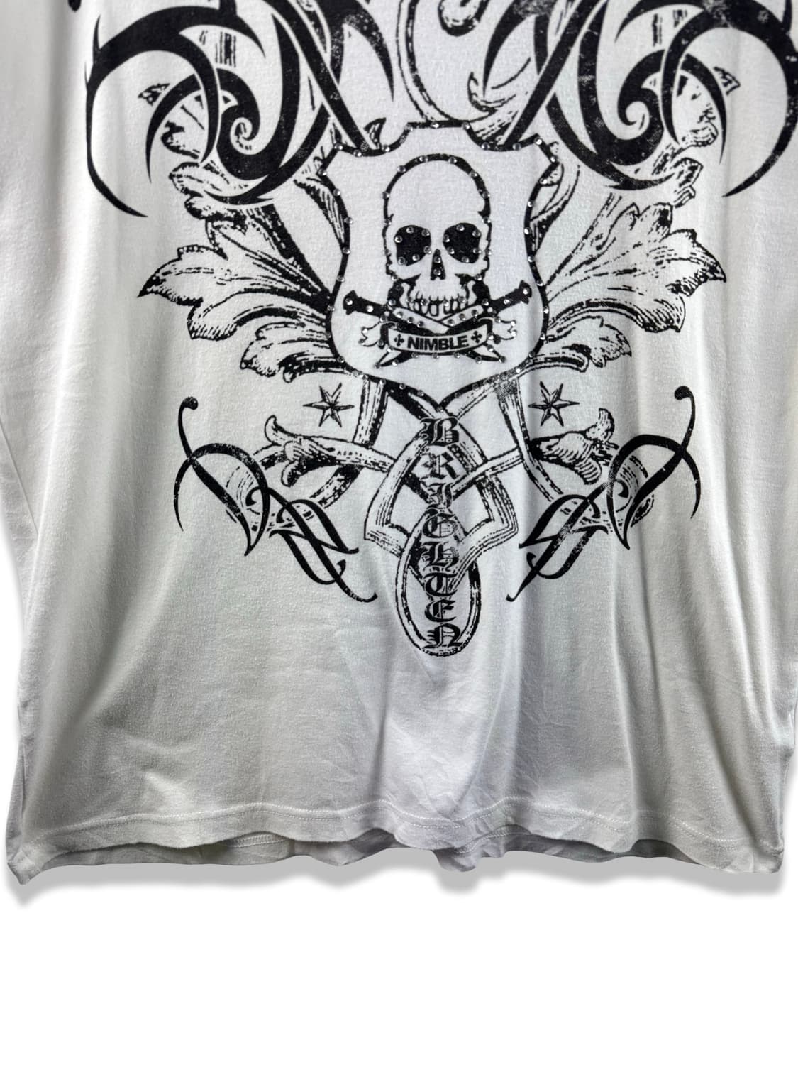 JPN 스컬 펑크 프린팅 비즈 티셔츠2168 상품이미지4