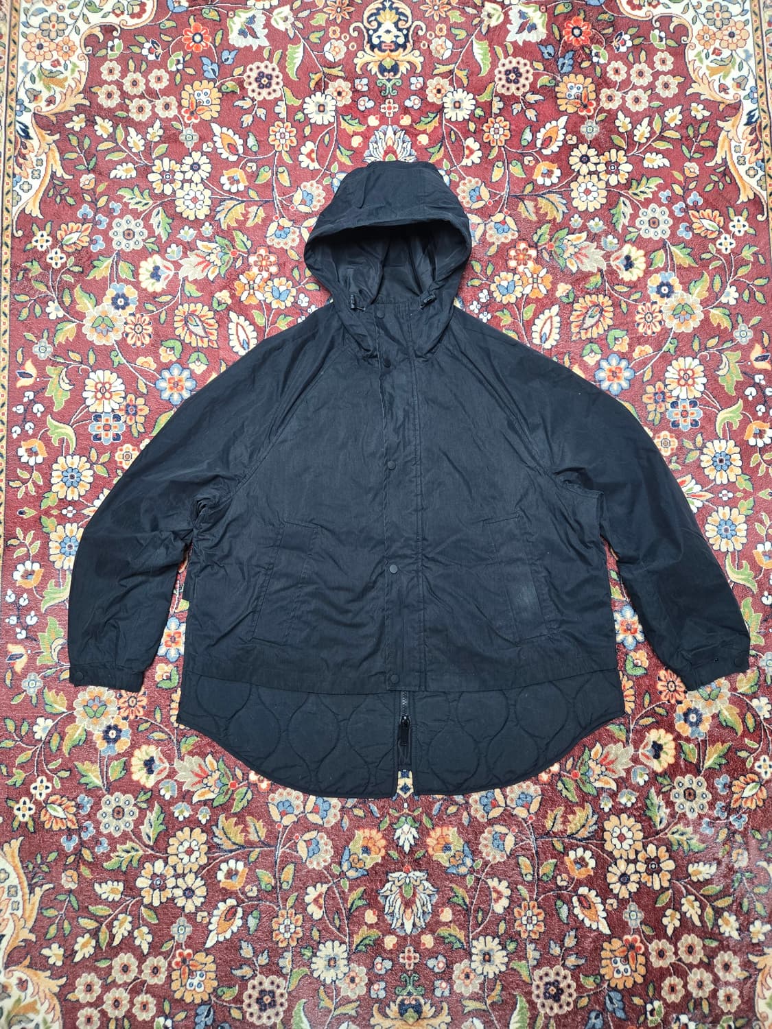 자라(ZARA) 후드 퀼팅 레이어드 자켓  오버핏(블랙 / L) 상품이미지1