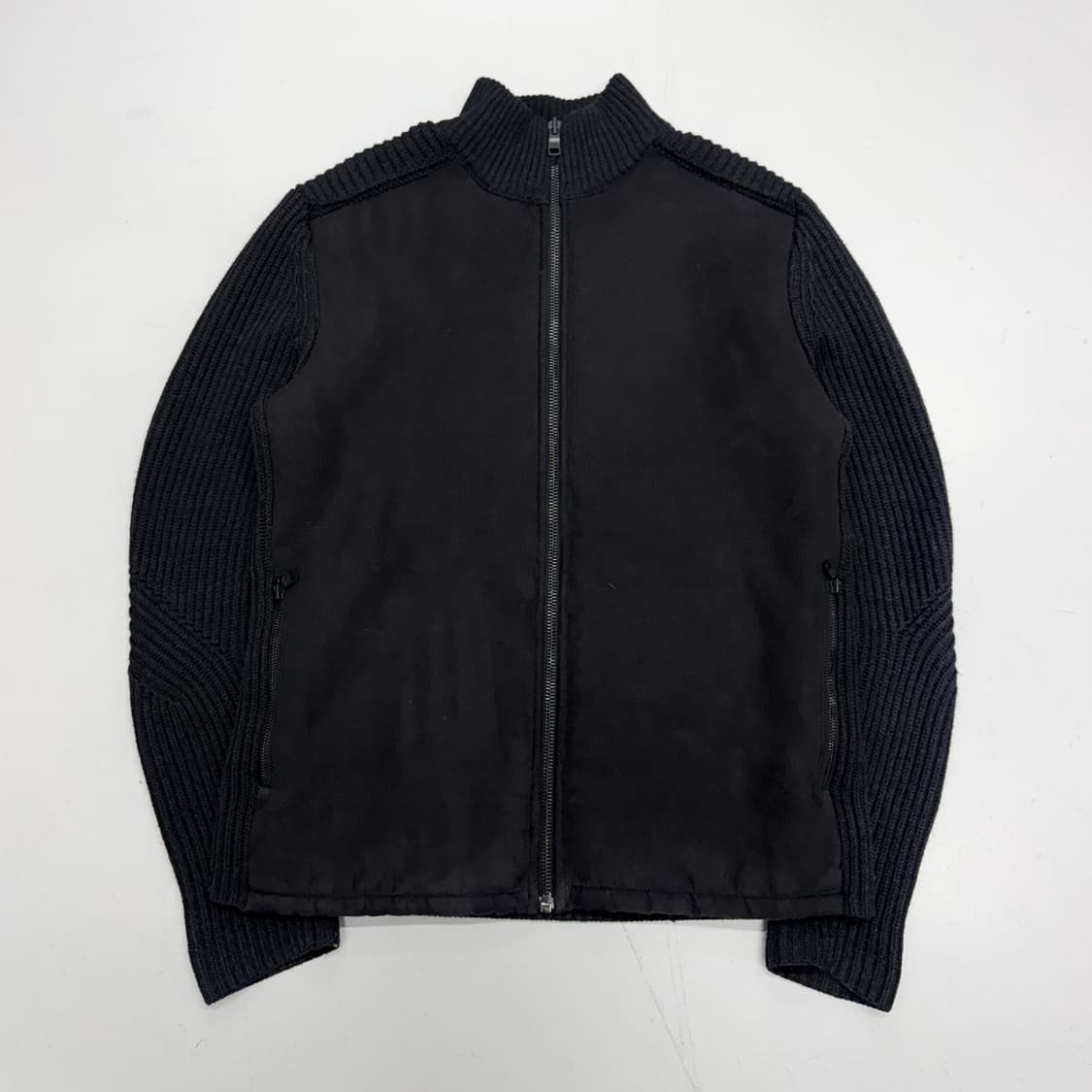 아르마니 익스체인지 스웨이드 니트 집업 블랙 상품이미지2