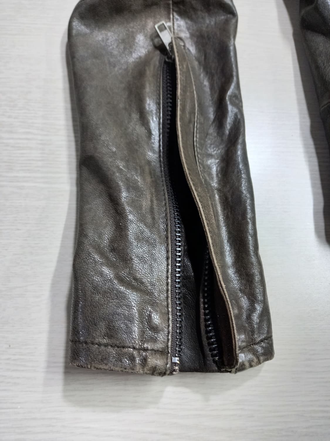 M90 SYSTEM 크롭 바이커 레더자켓 다크브라운 M-989 상품이미지6