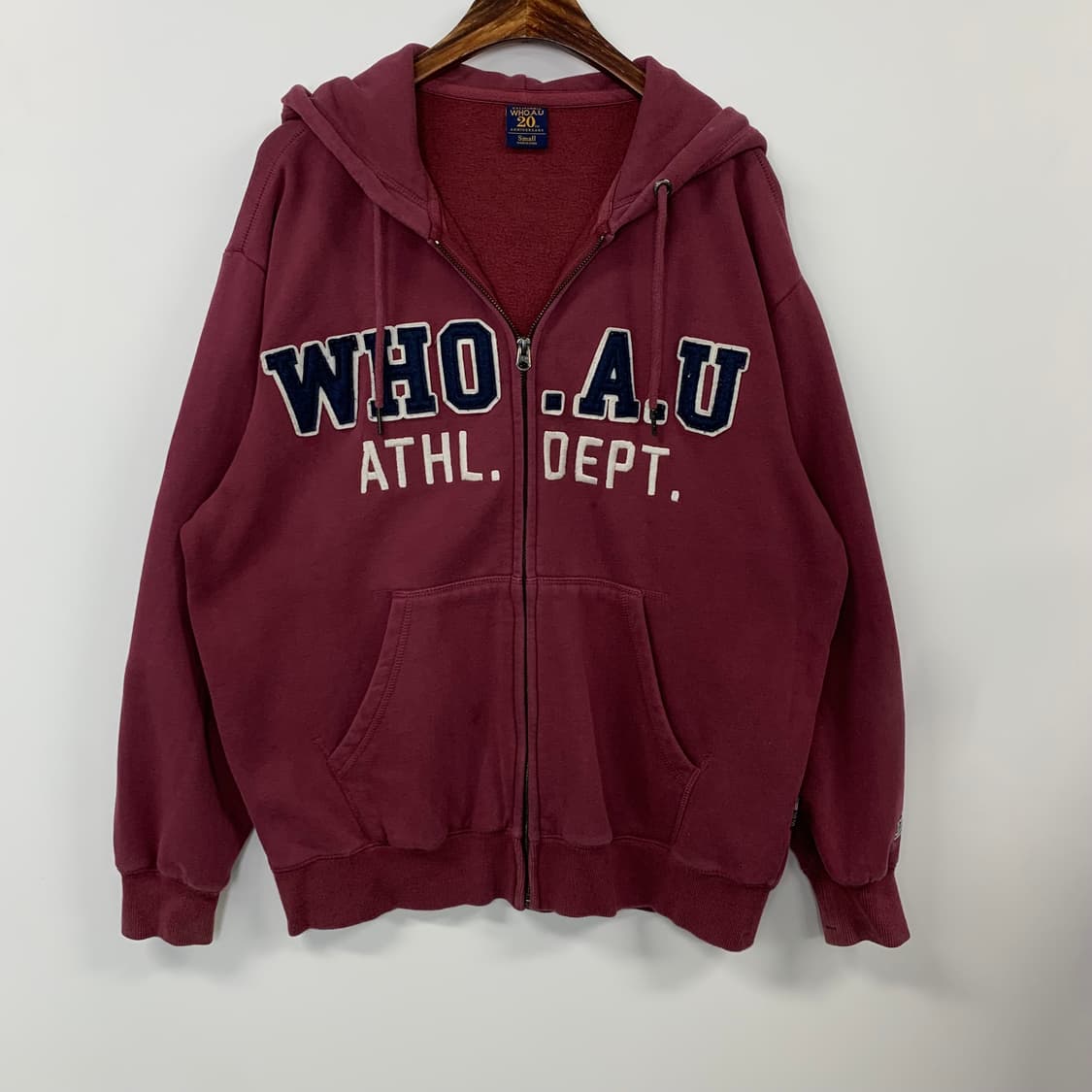 후아유 y2k 와투케 버건디 후드집업 상품이미지2