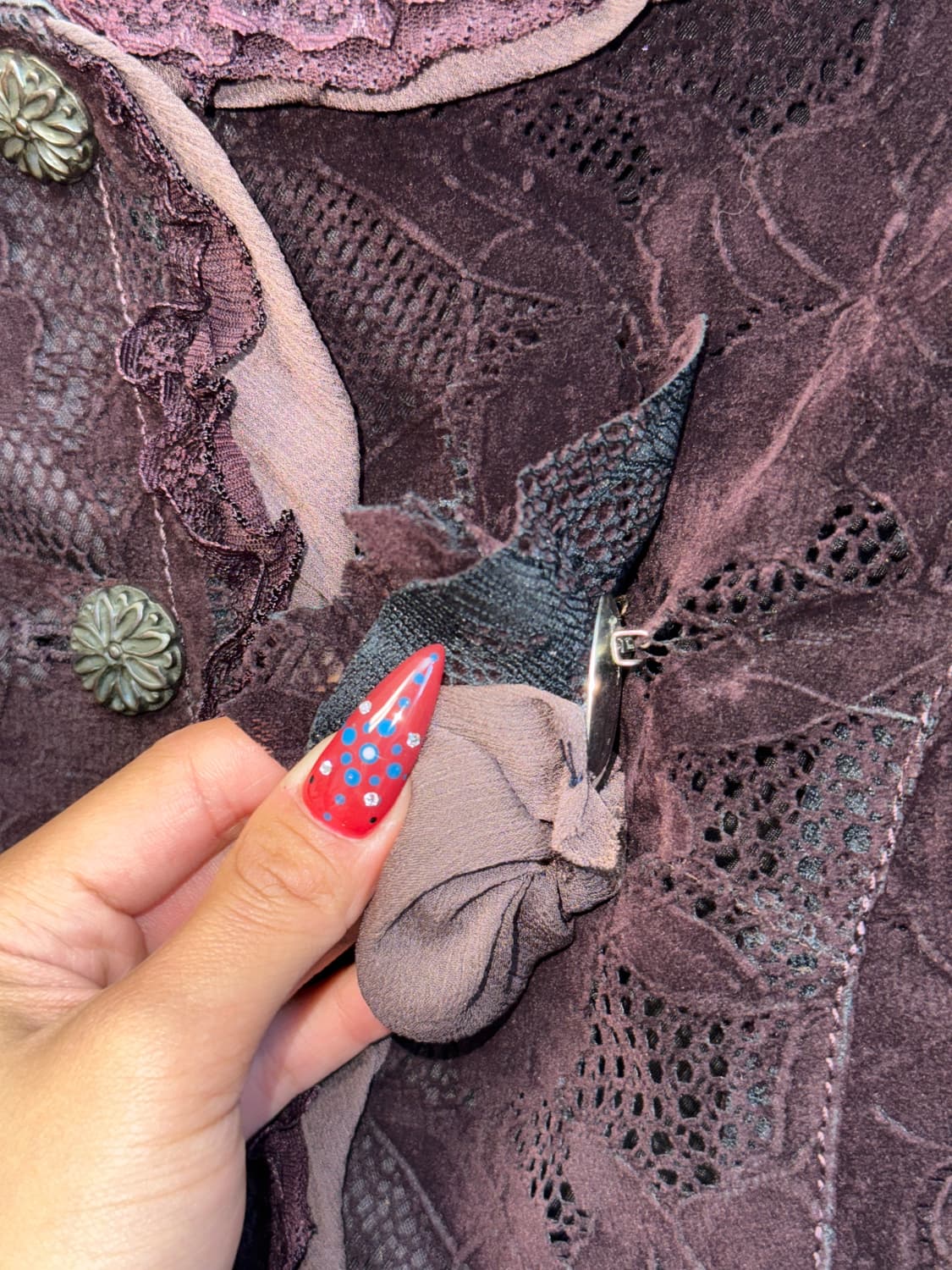 Violet suede oriental floral lace jacket 상품이미지3