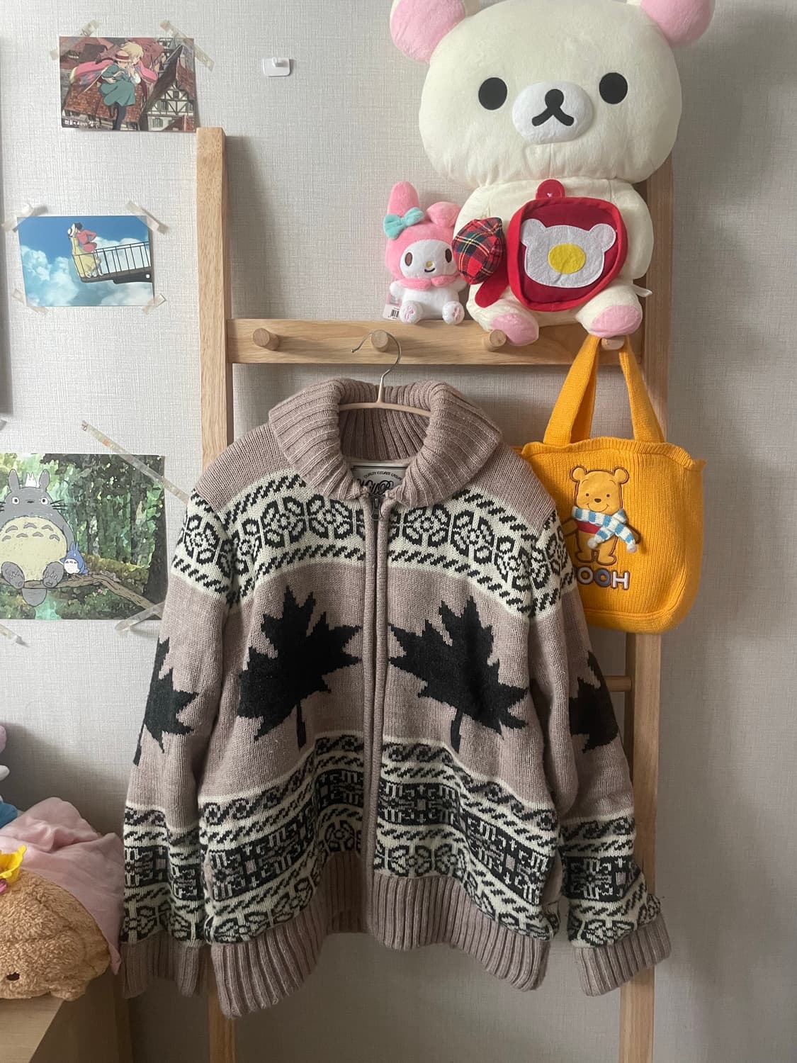 빈티지 베이지 노르딕 니트 집업 가디건 상품이미지1