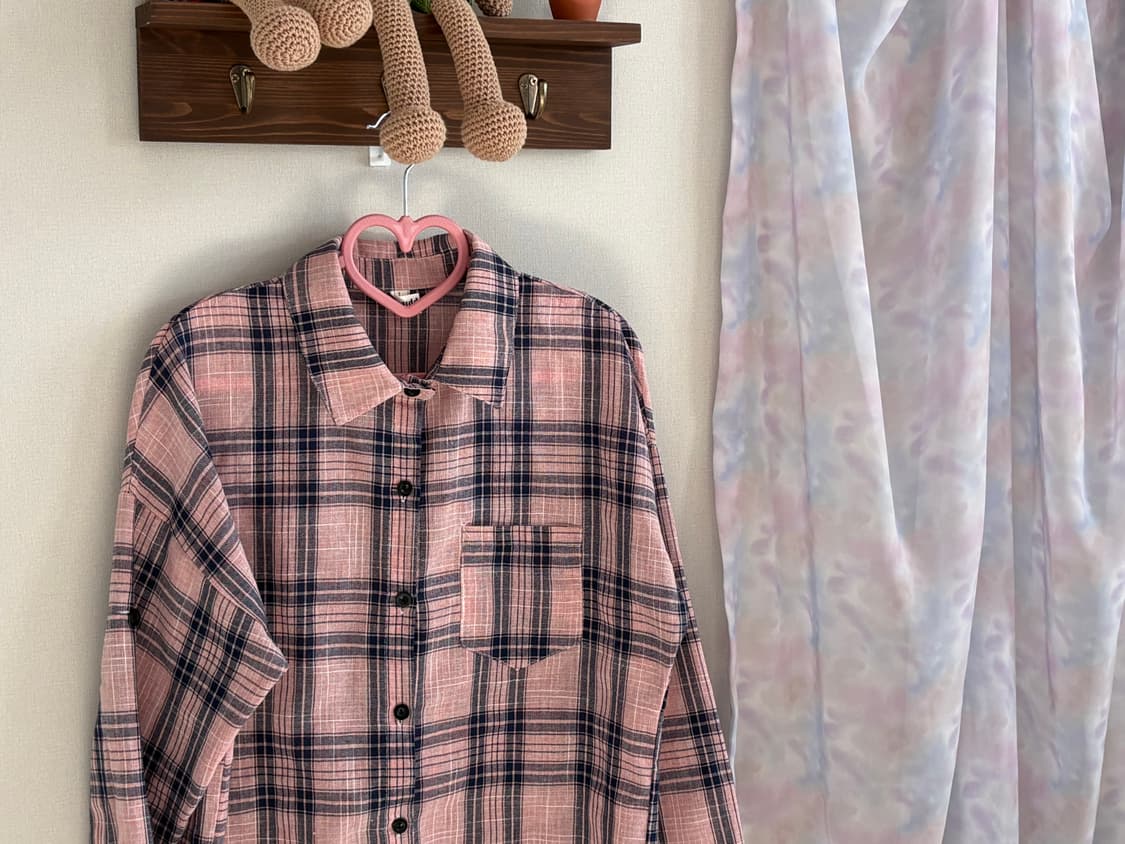 핑크 체크 셔츠 상품이미지3