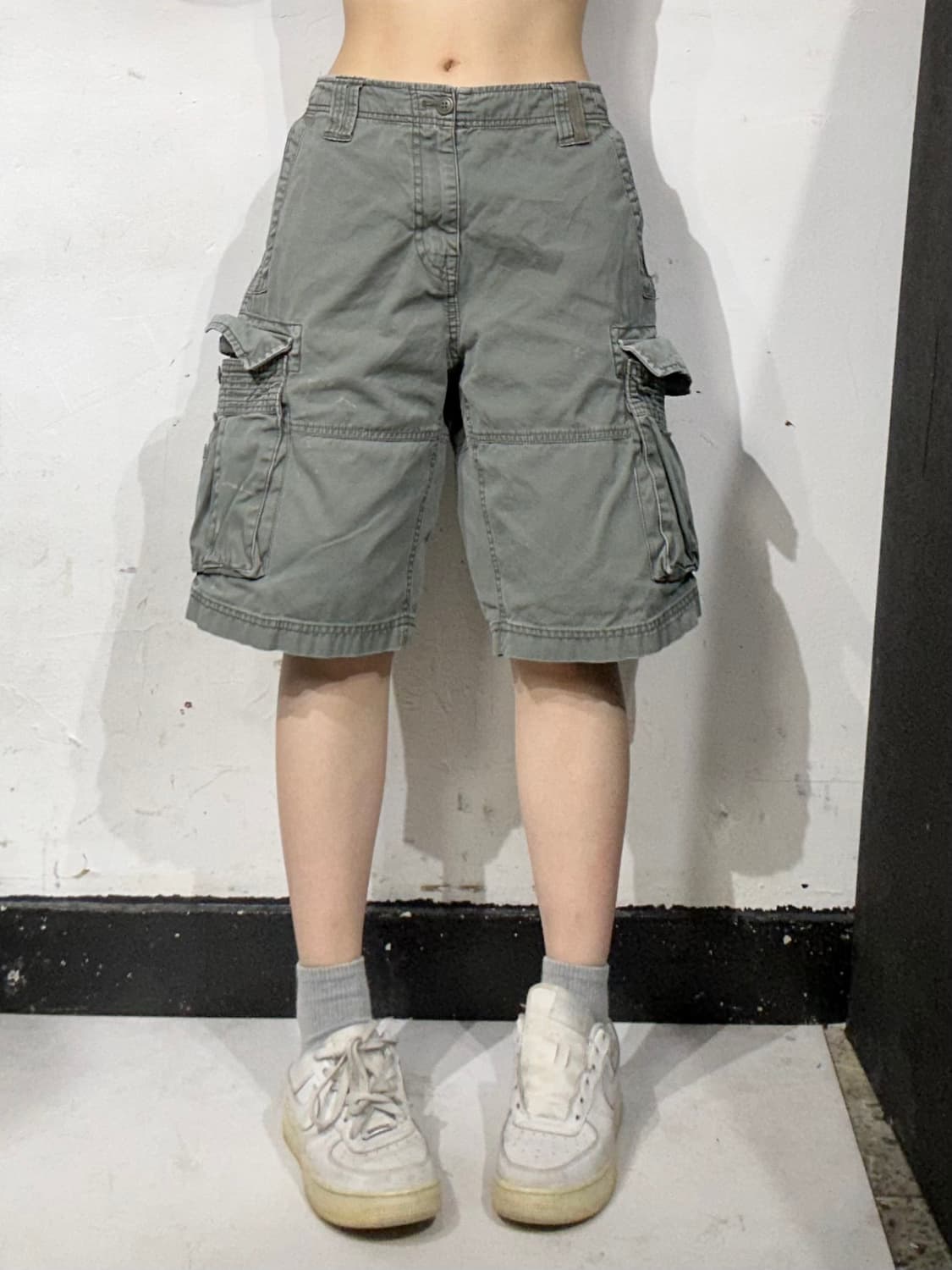 빈티지 카키 와이드 멀티 포켓 카고 반바지 버뮤다 팬츠  상품이미지2