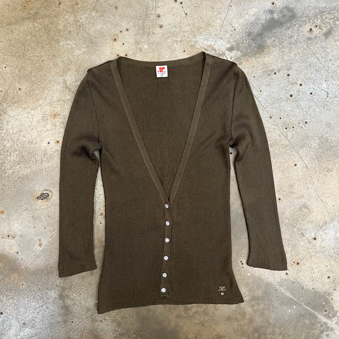 꾸레쥬 골지 브이넥 가디건 상품이미지1