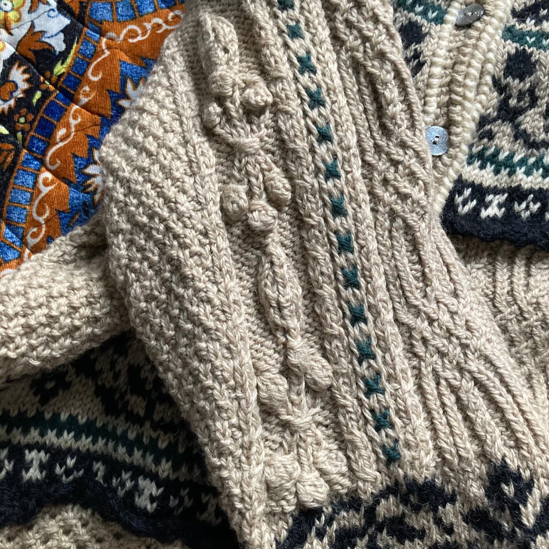 빈티지 핸드메이드 스티치 뜨개 울 니트 크로쉐 스웨터 버튼 가디건 아우터 상품이미지5