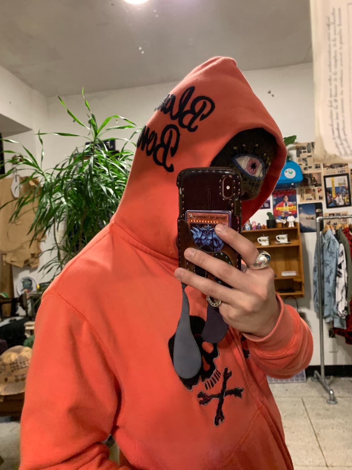 토요엔터프라이즈 체인스티치 수베니어 스컬 오렌지 후드 집업 상품이미지8