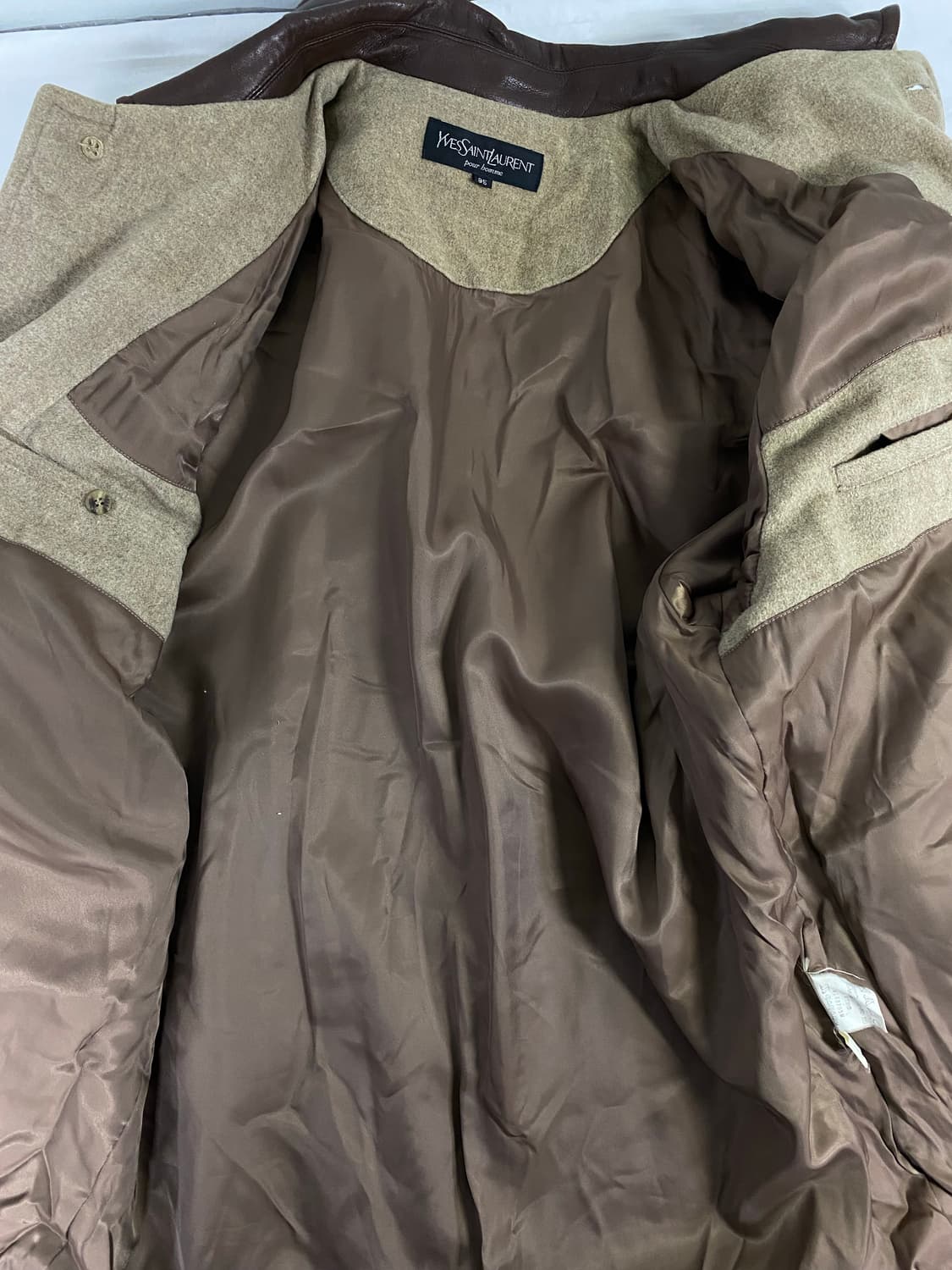 입생로랑 YSL 90s 레더 카라넥 코트 M 상품이미지5