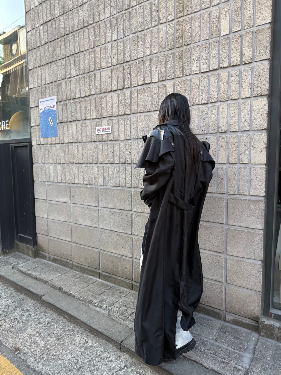 오버핏 고딕 펑크 무드 롱 코트 상품이미지8