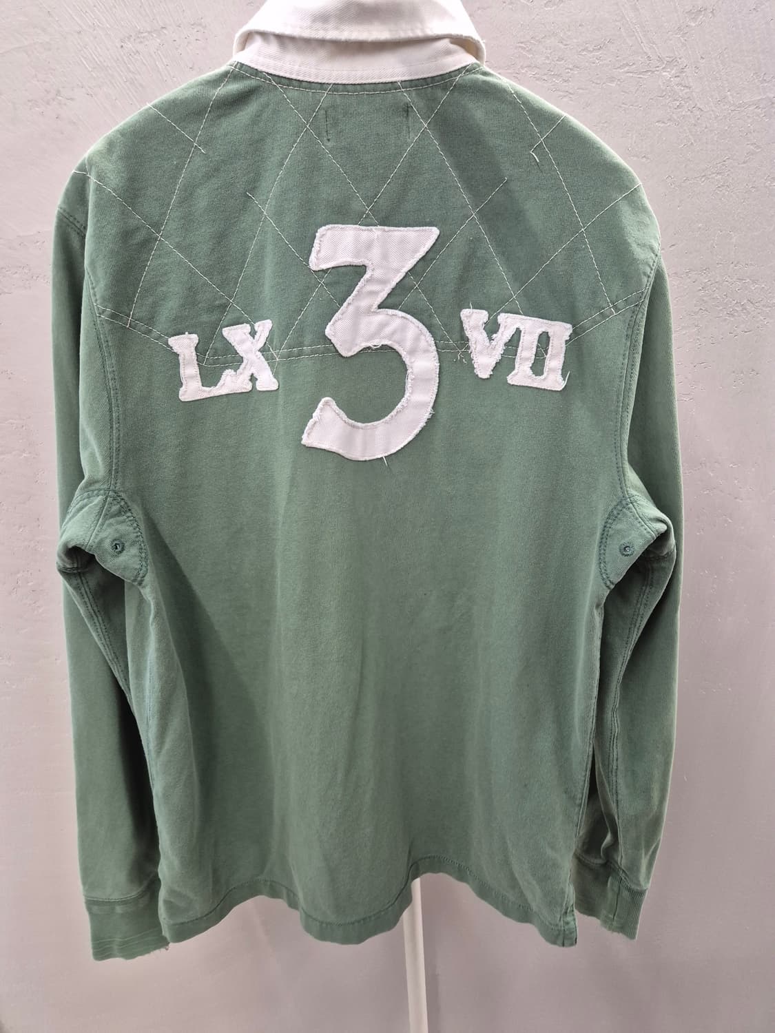 90s 폴로 랄프로렌 골프클럽 자수 빅V패치 헤비코튼 럭비셔츠 L 상품이미지3