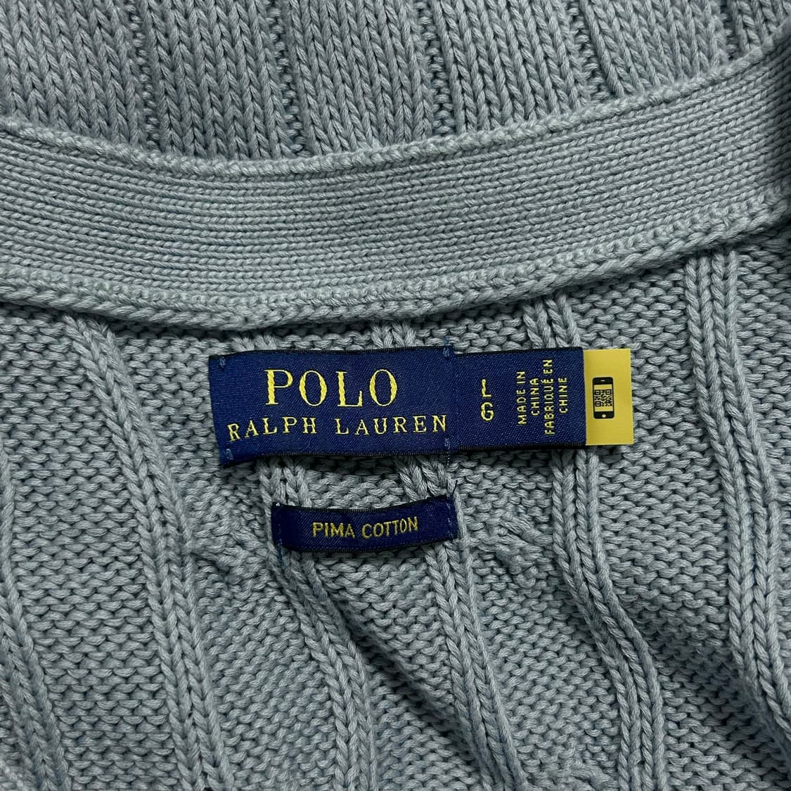 폴로 랄프로렌 신형 큐알 브이넥 꽈배기 니트 가디건 스카이블루 소라 L 상품이미지7