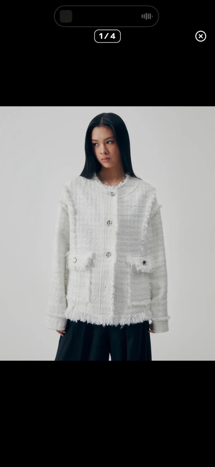 트리밍버드 frayed trim tweed over fit jacket  상품이미지1