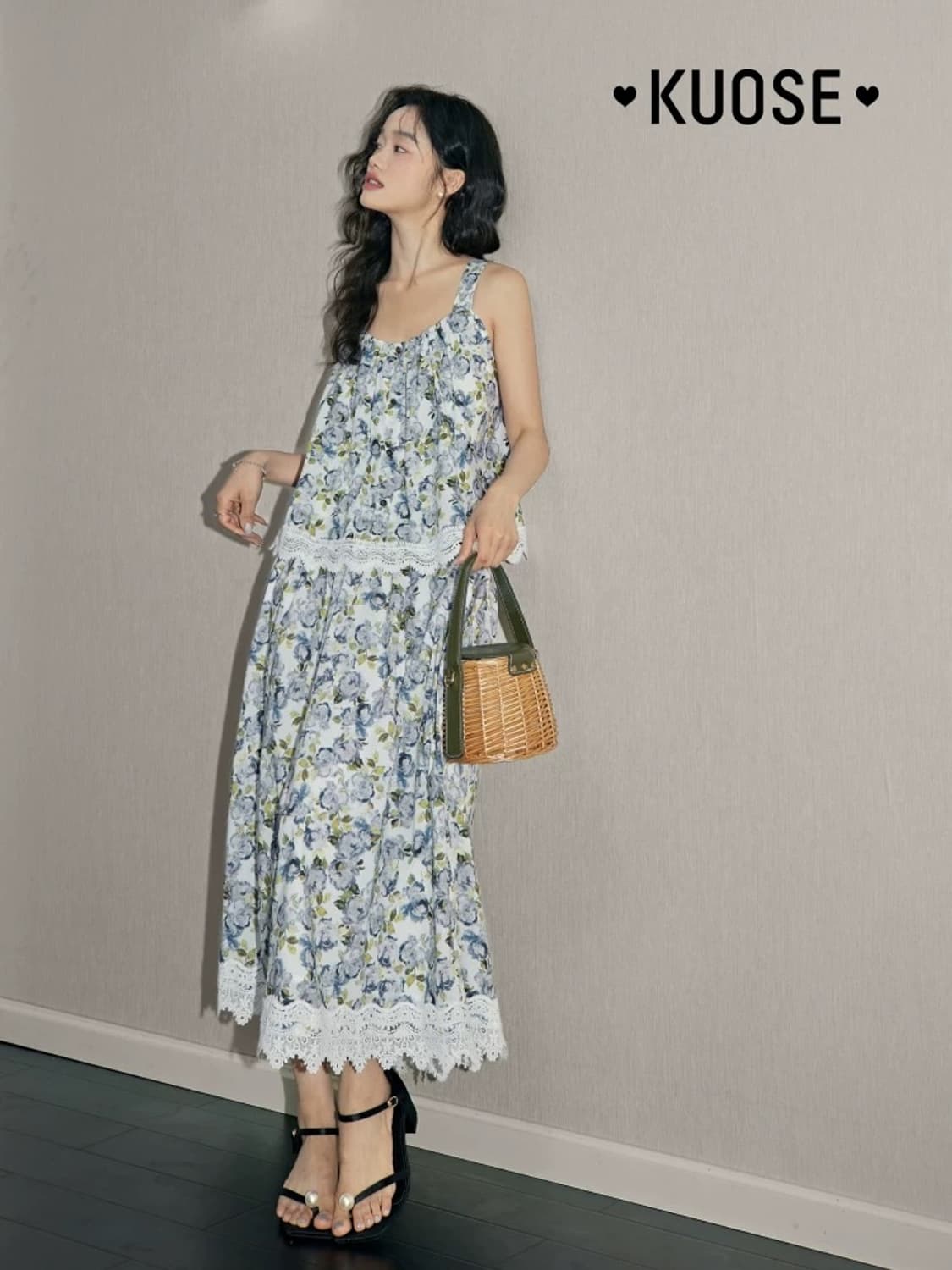 Kuose 플라워 민소매 나시탑 레이스 M 상품이미지2