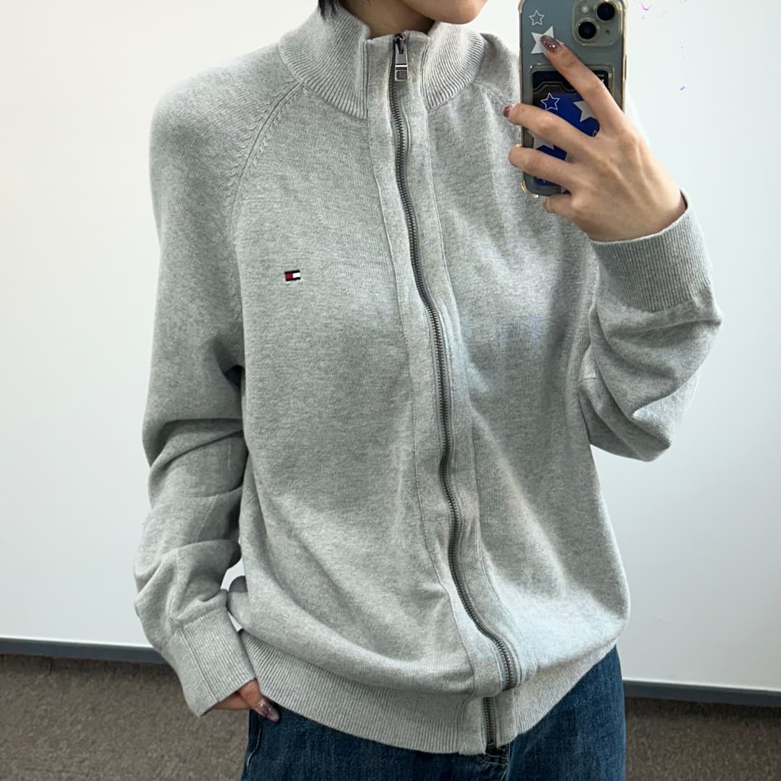 Tommy Hilfiger 타미힐피거 멜란지그레이 니트집업 가디건 상품이미지1